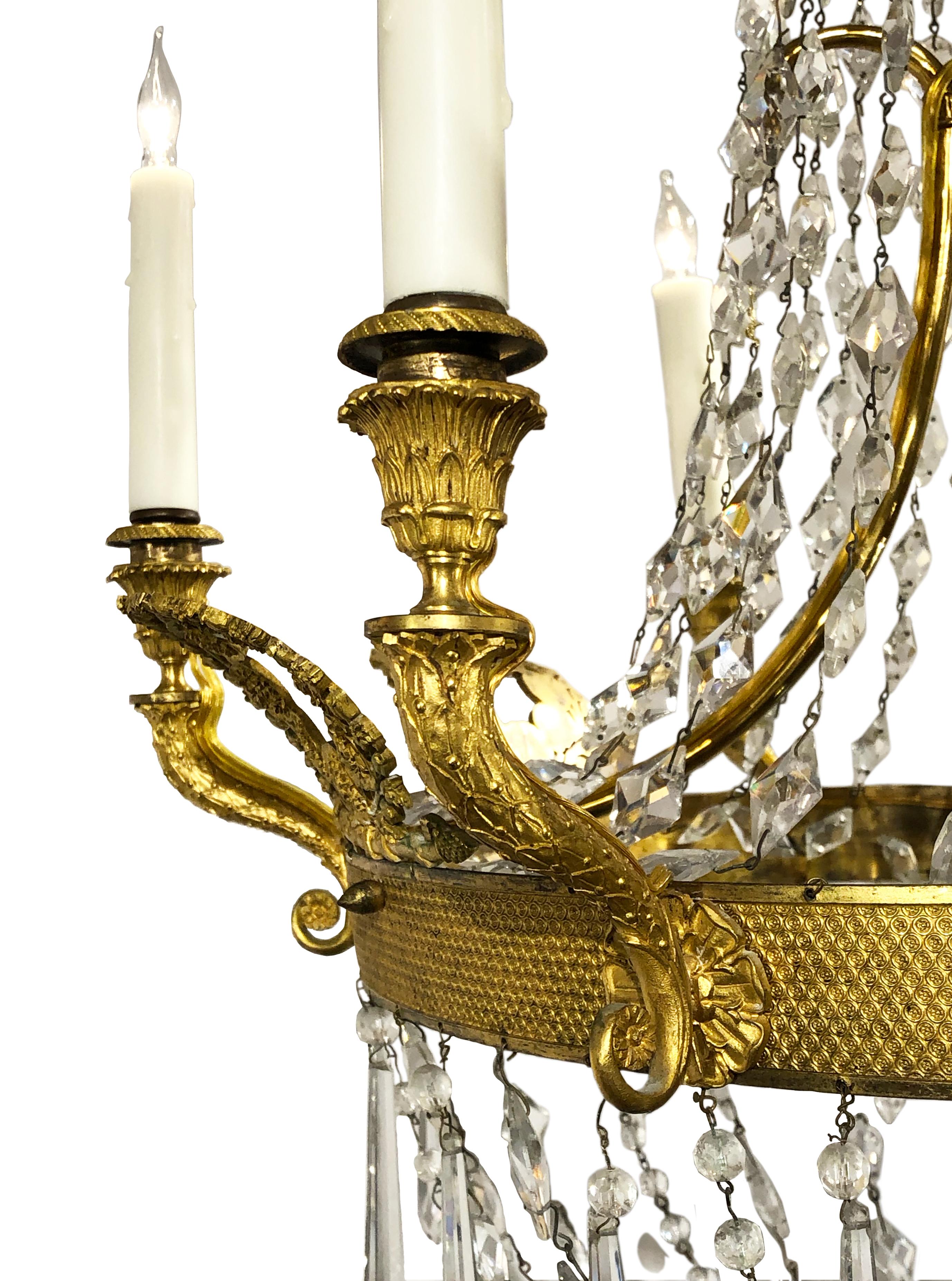 19th Century Charles X Period Gilt Bronze and Crystal Chandelier 1