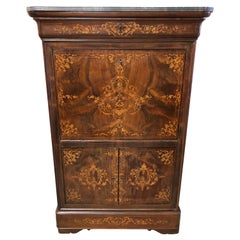 19th Century Charles X Rosewood Inlaid Secretaires Marble Top, 1830s