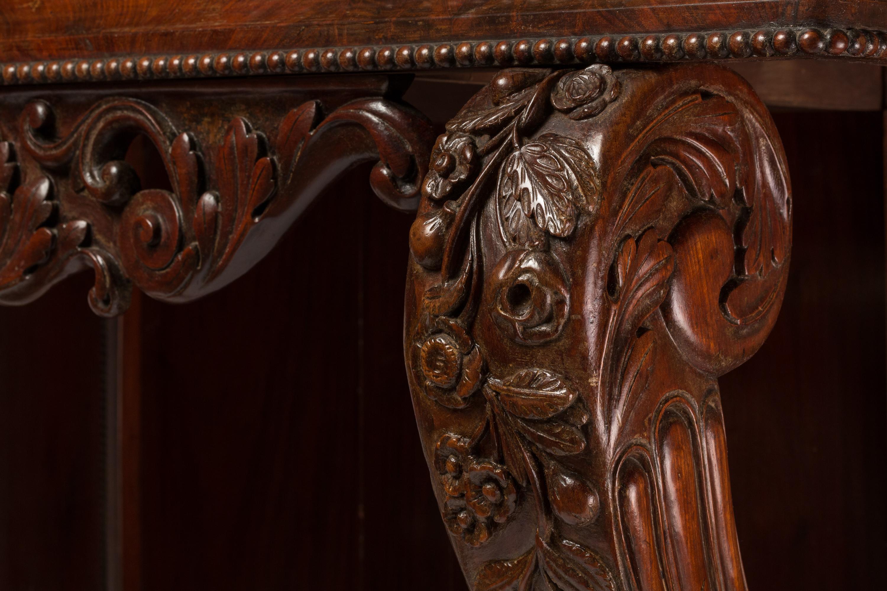 19th Century Charles X Style Console Table, Marble Top, Carved Details For Sale 3
