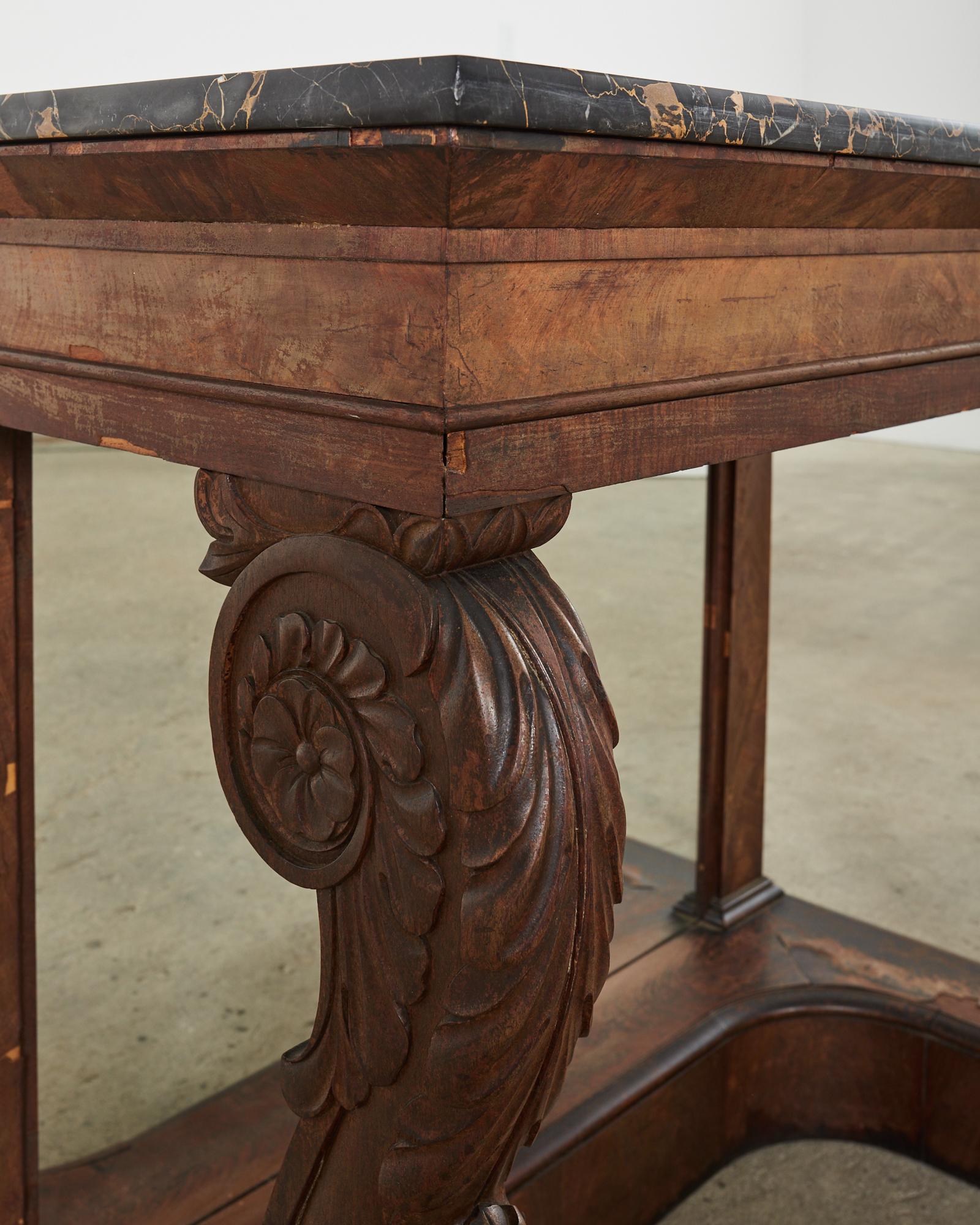 19th Century Charles X Style Mahogany Marble Top Console Table For Sale 6
