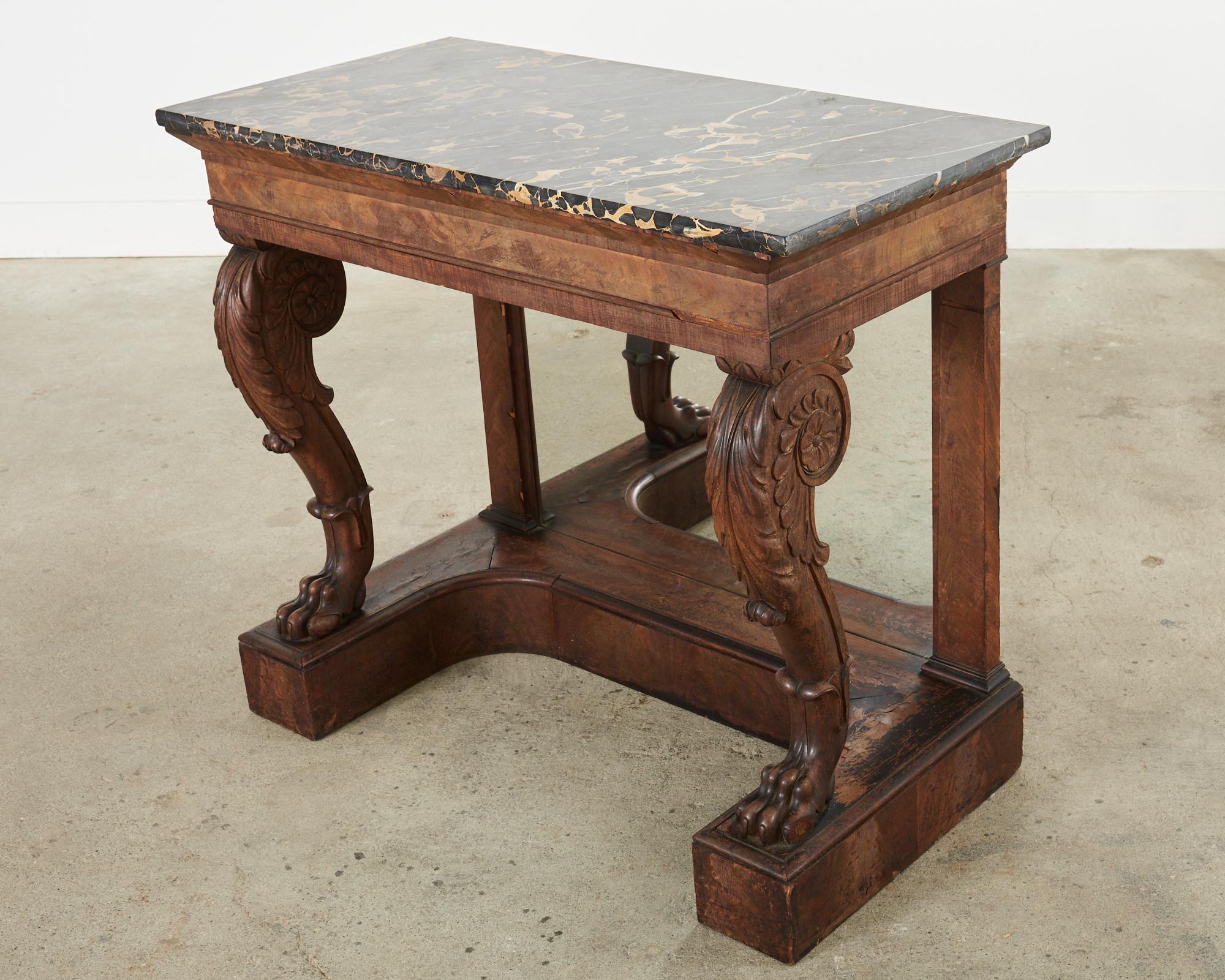 19th Century Charles X Style Mahogany Marble Top Console Table For Sale 9