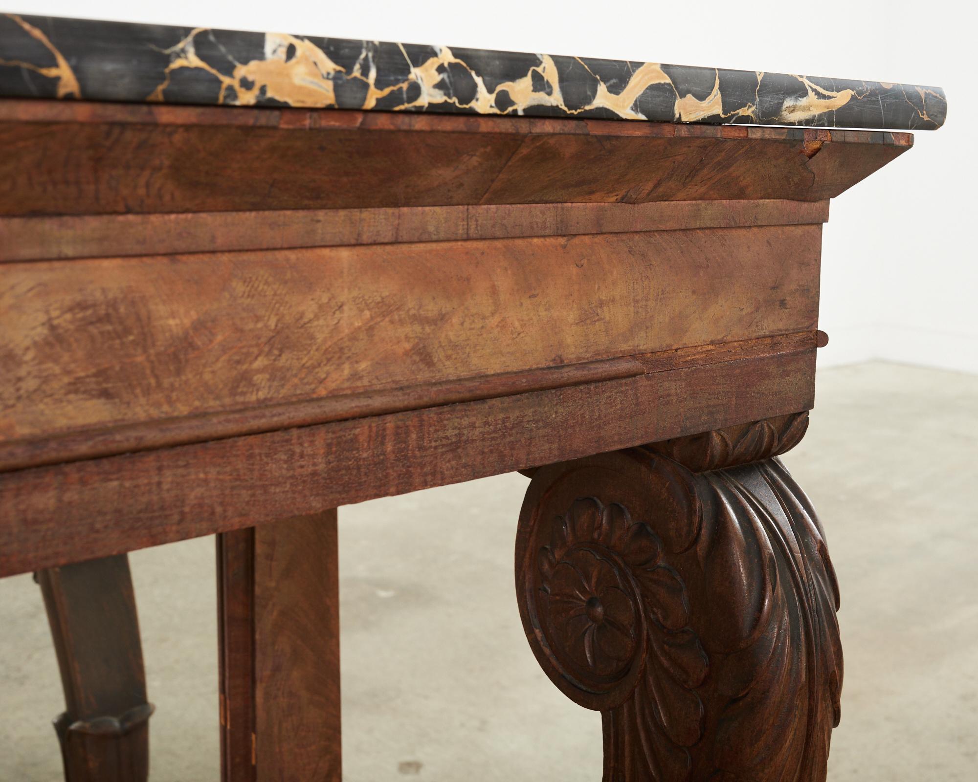 19th Century Charles X Style Mahogany Marble Top Console Table For Sale 12