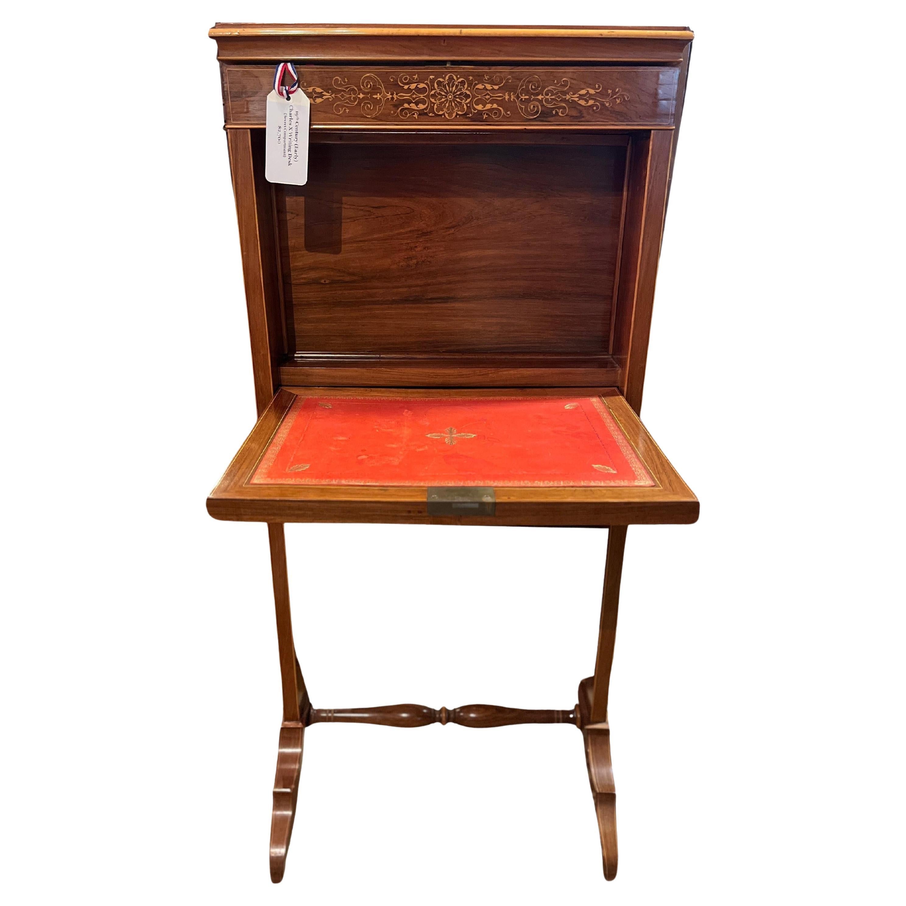 19th Century Charles X Writing Desk with secret compartment For Sale