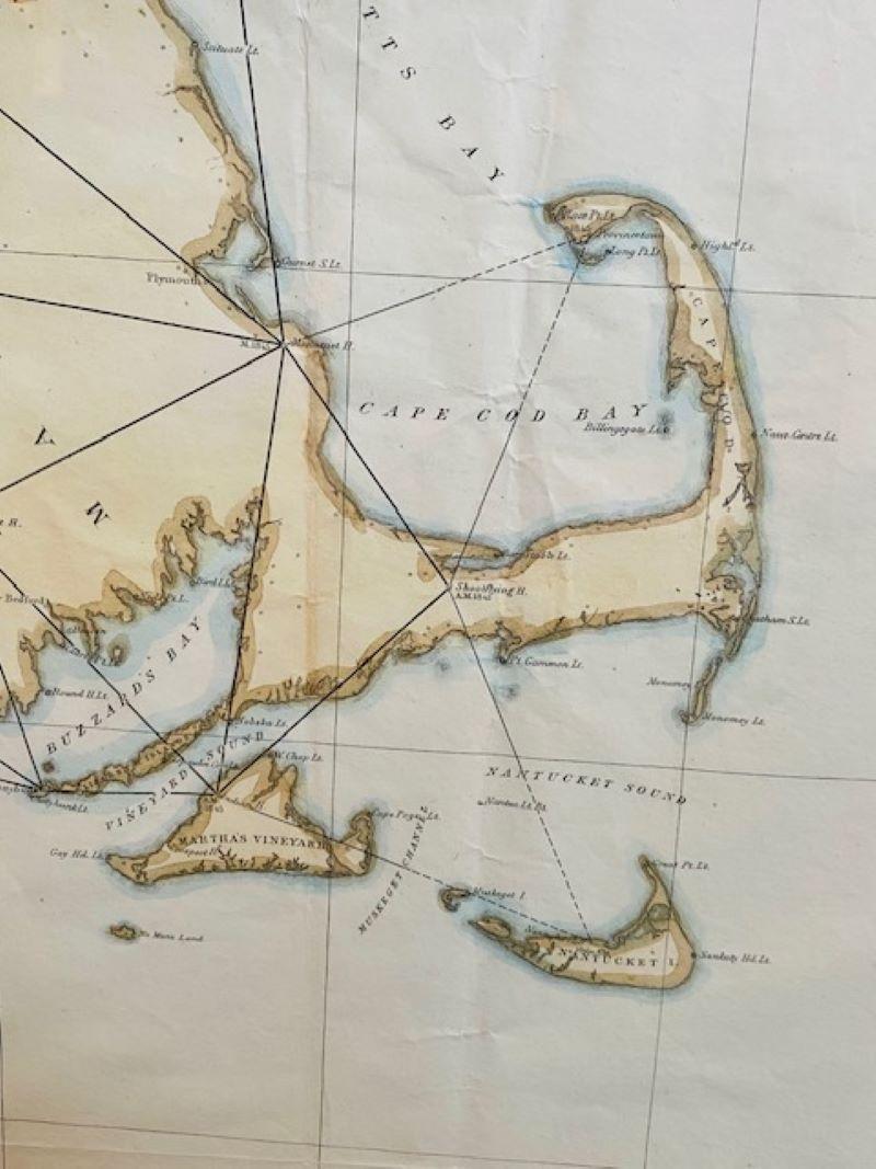 19th Century Chart of New England Coast:  the U.S. Coast Survey Sketch A - Section 1, a triangulation chart showing the progress of the survey and  details along the New England coastline from Nantucket to Passamaquoddy Bay, published in 1847. This