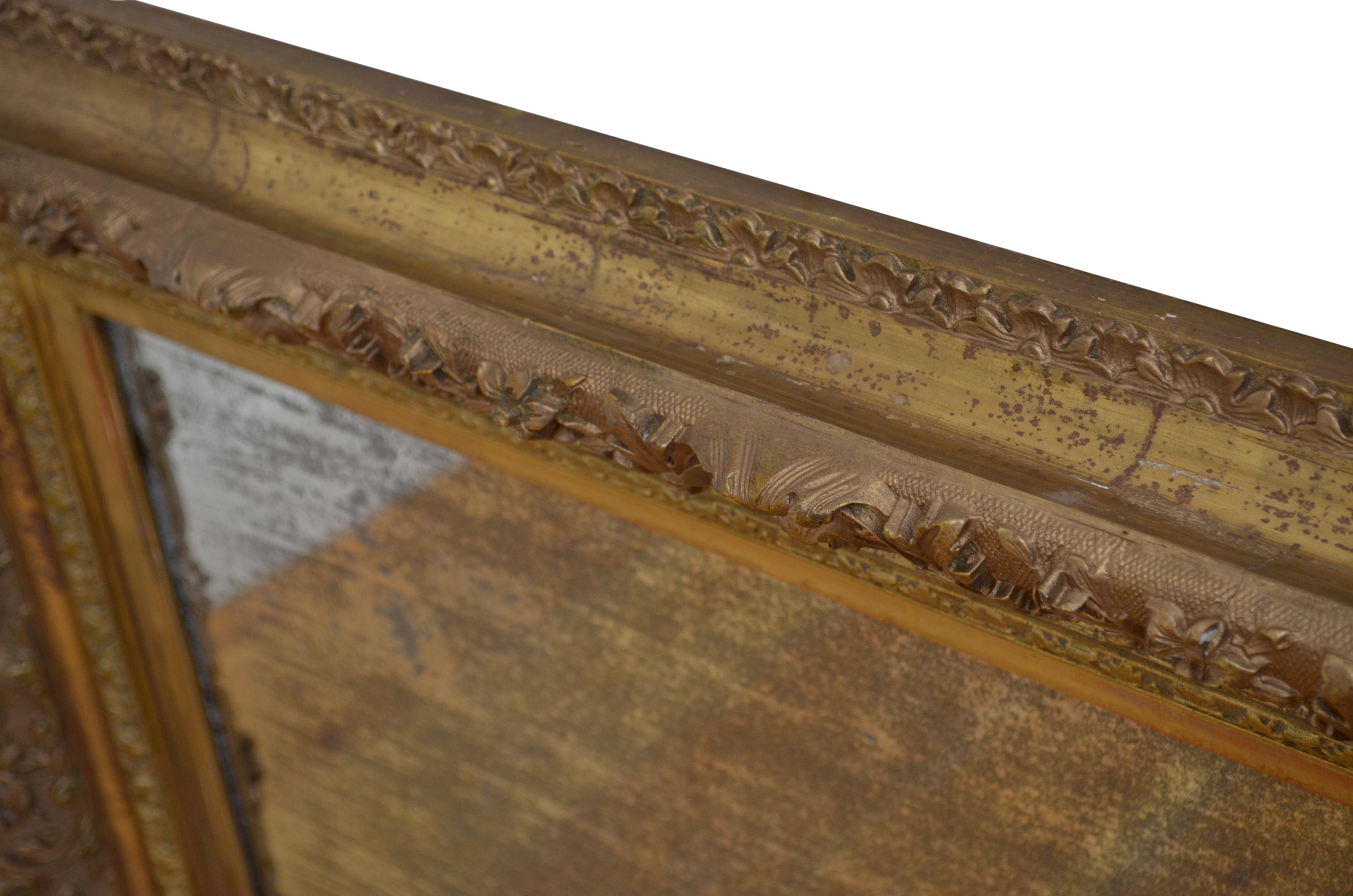 Espejo de pared de madera dorada del siglo XIX Chateau Espejo dorado H79cm en venta 5