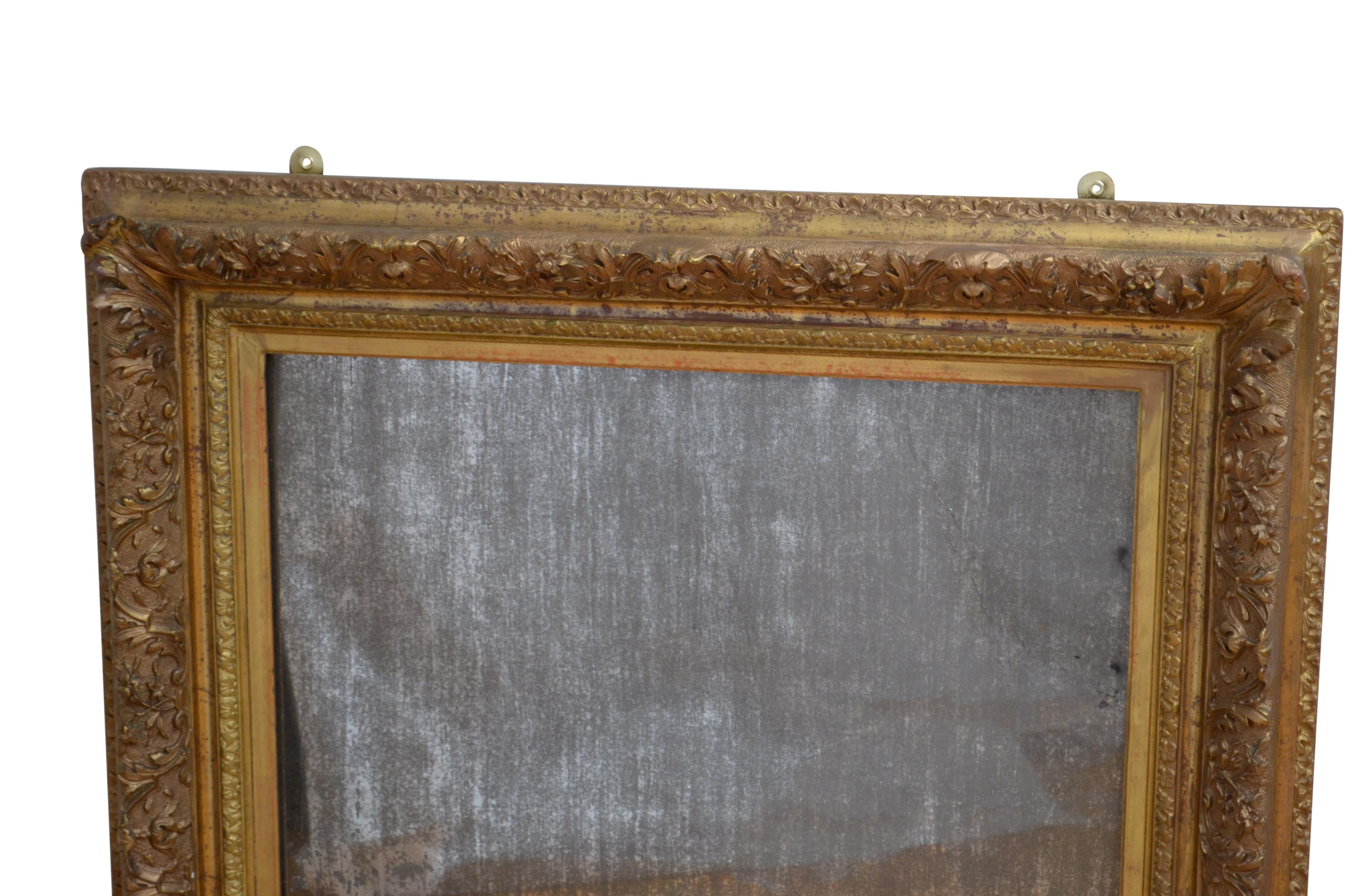 Espejo de pared de madera dorada del siglo XIX Chateau Espejo dorado H79cm Francés en venta