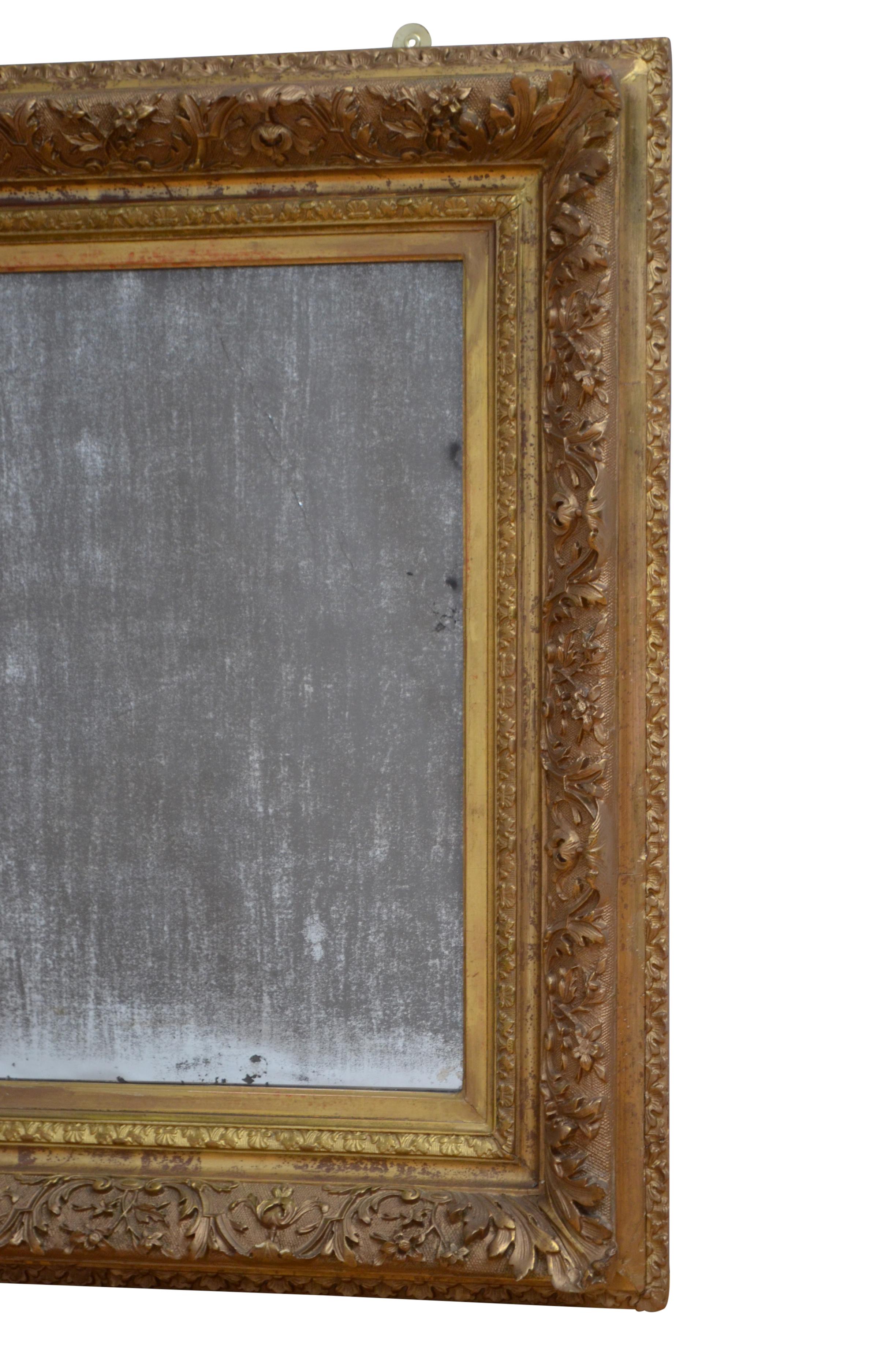 Espejo de pared de madera dorada del siglo XIX Chateau Espejo dorado H79cm en Bueno estado para la venta en High Peak, GB