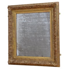 Espejo de pared de madera dorada del siglo XIX Chateau Espejo dorado H79cm