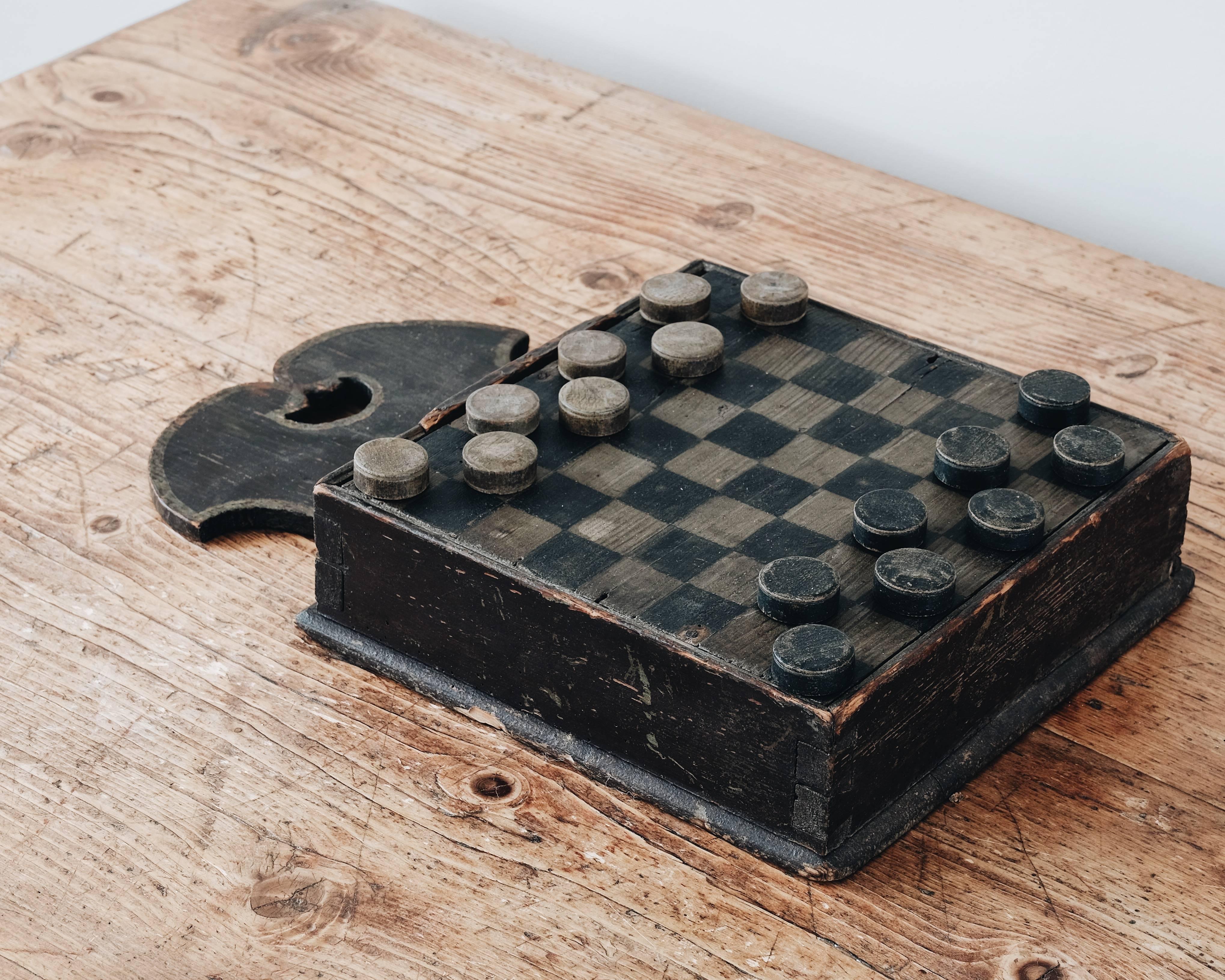 Folk Art 19th Century Checkers Game