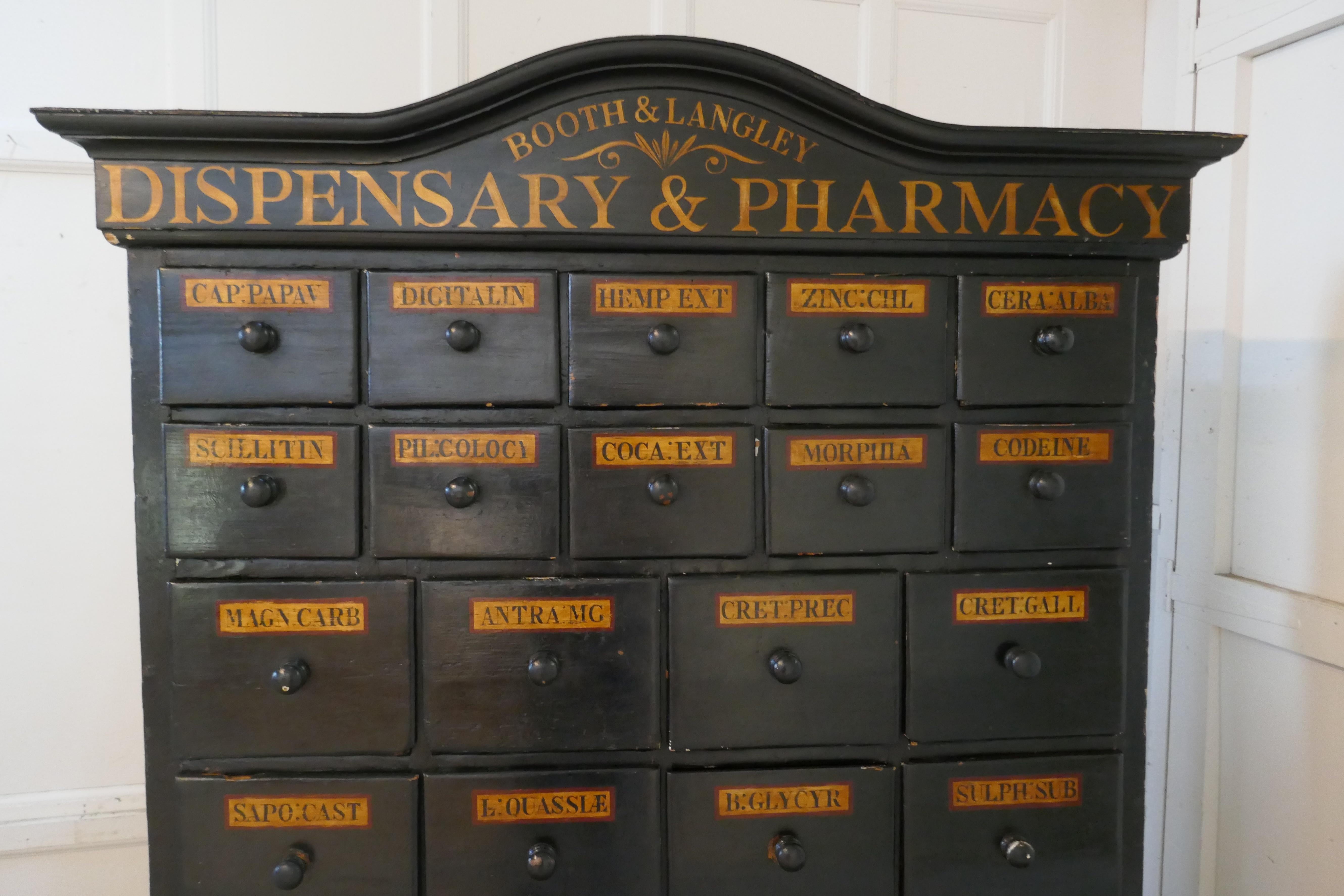 19th Century Chemist Drawers 37 Drawer, Painted Pharmacists Cabinet 3