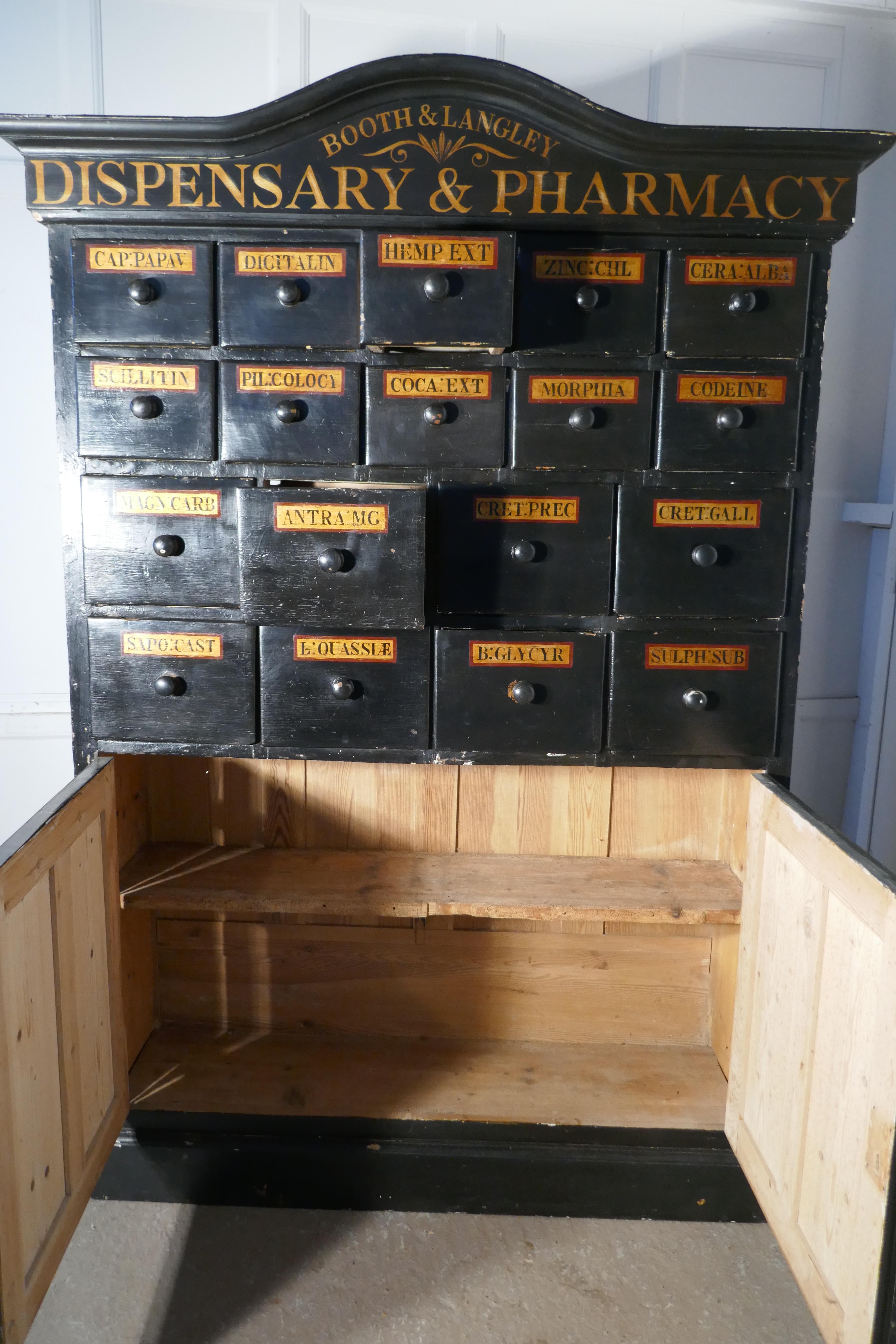 19th Century Chemist Drawers 37 Drawer, Painted Pharmacists Cabinet 2