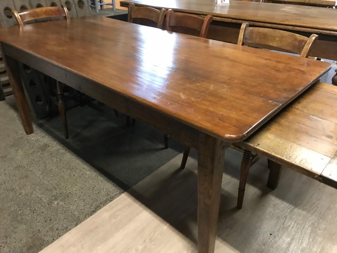 European 19th Century Cherry Dining Table with Bread Slide and One Drawer