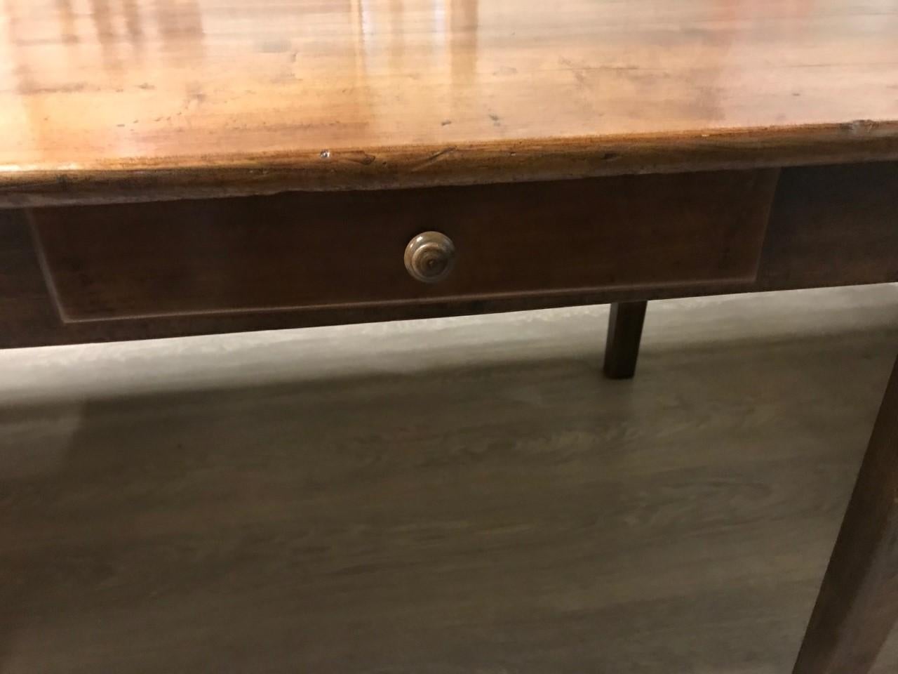 19th Century Cherry Dining Table with Bread Slide and One Drawer 3