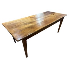 19th Century Cherry Dining Table with tapered legs and one drawer