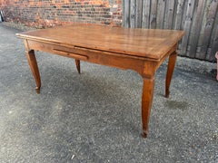 Table de salle à manger à rallonge double en cerisier du XIXe siècle