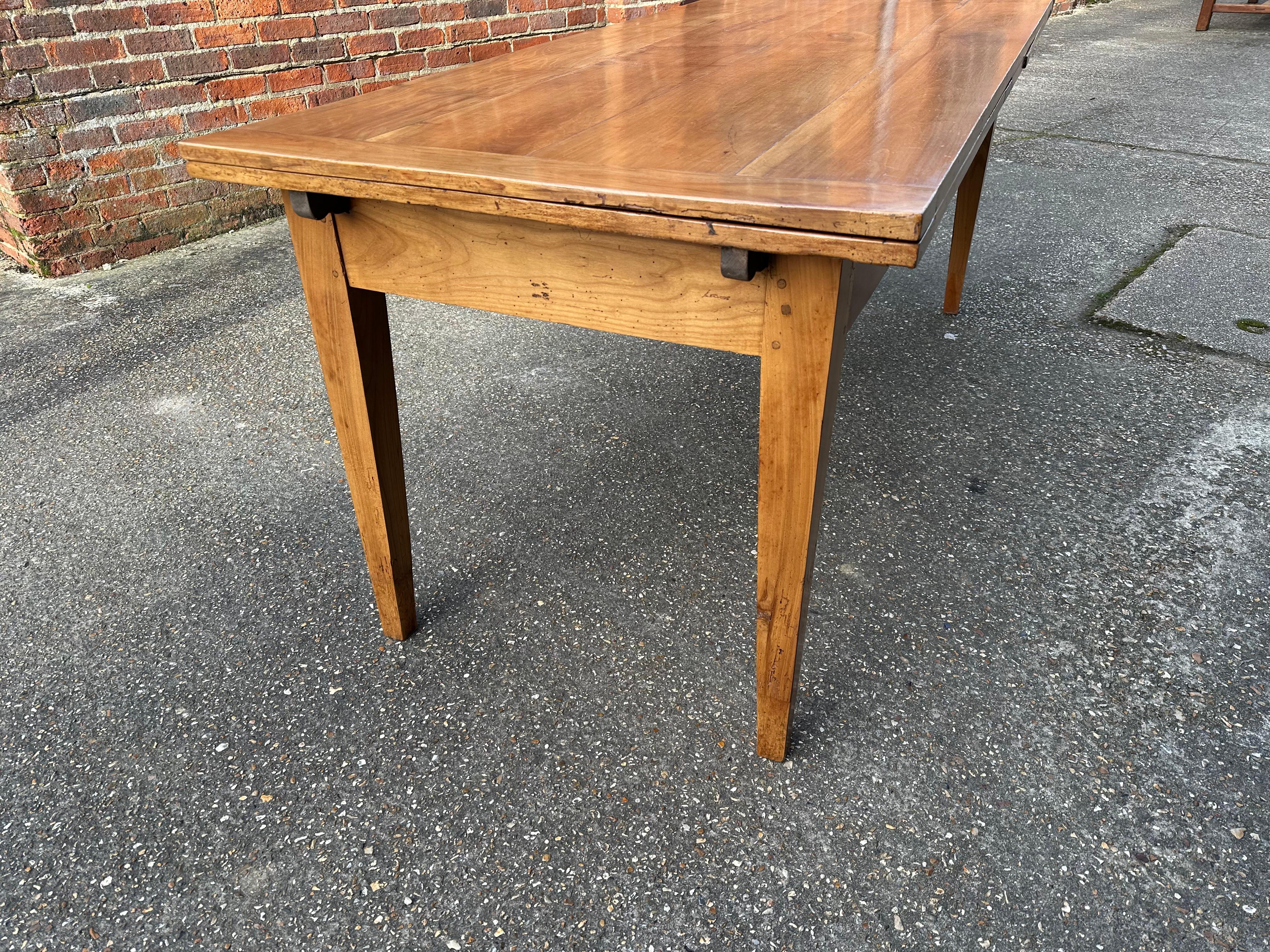 French Provincial 19th Century Cherry Double Extending Farmhouse Table
