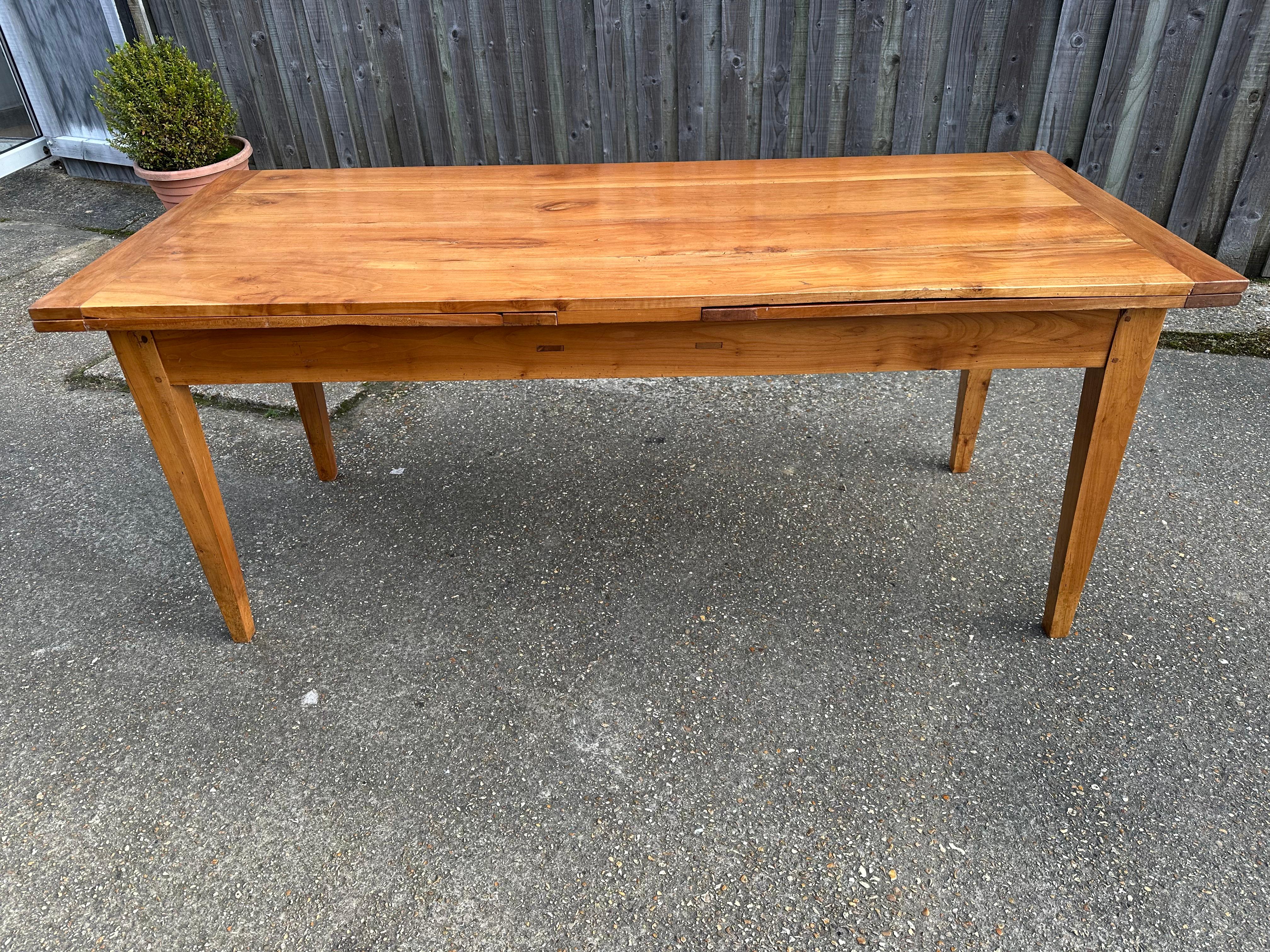 Hand-Crafted 19th Century Cherry Double Extending Farmhouse Table