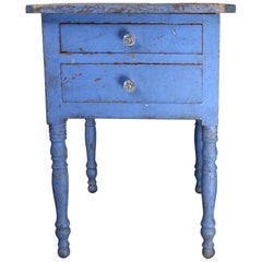 19th Century Cherry Two-Drawer Stand in Original Polychrome Surface Paint