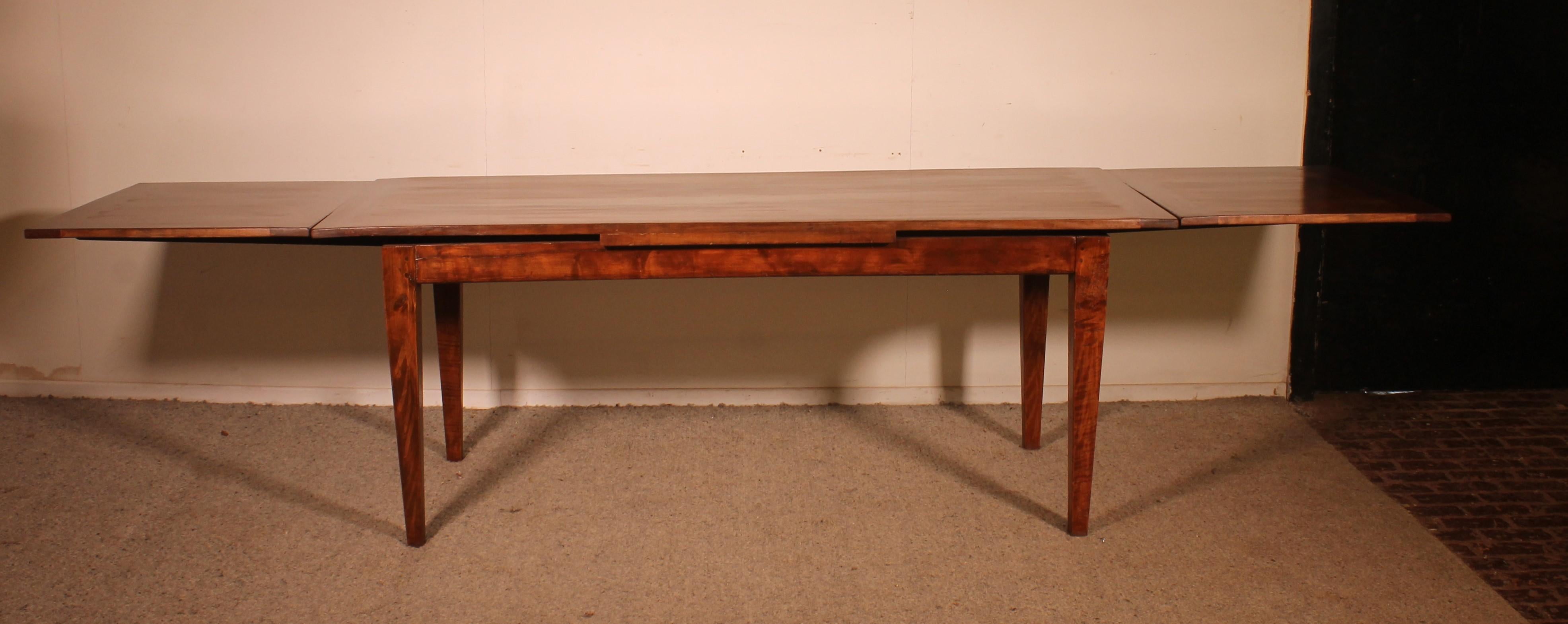 French 19th Century Cherry Wood Extending Table For Sale