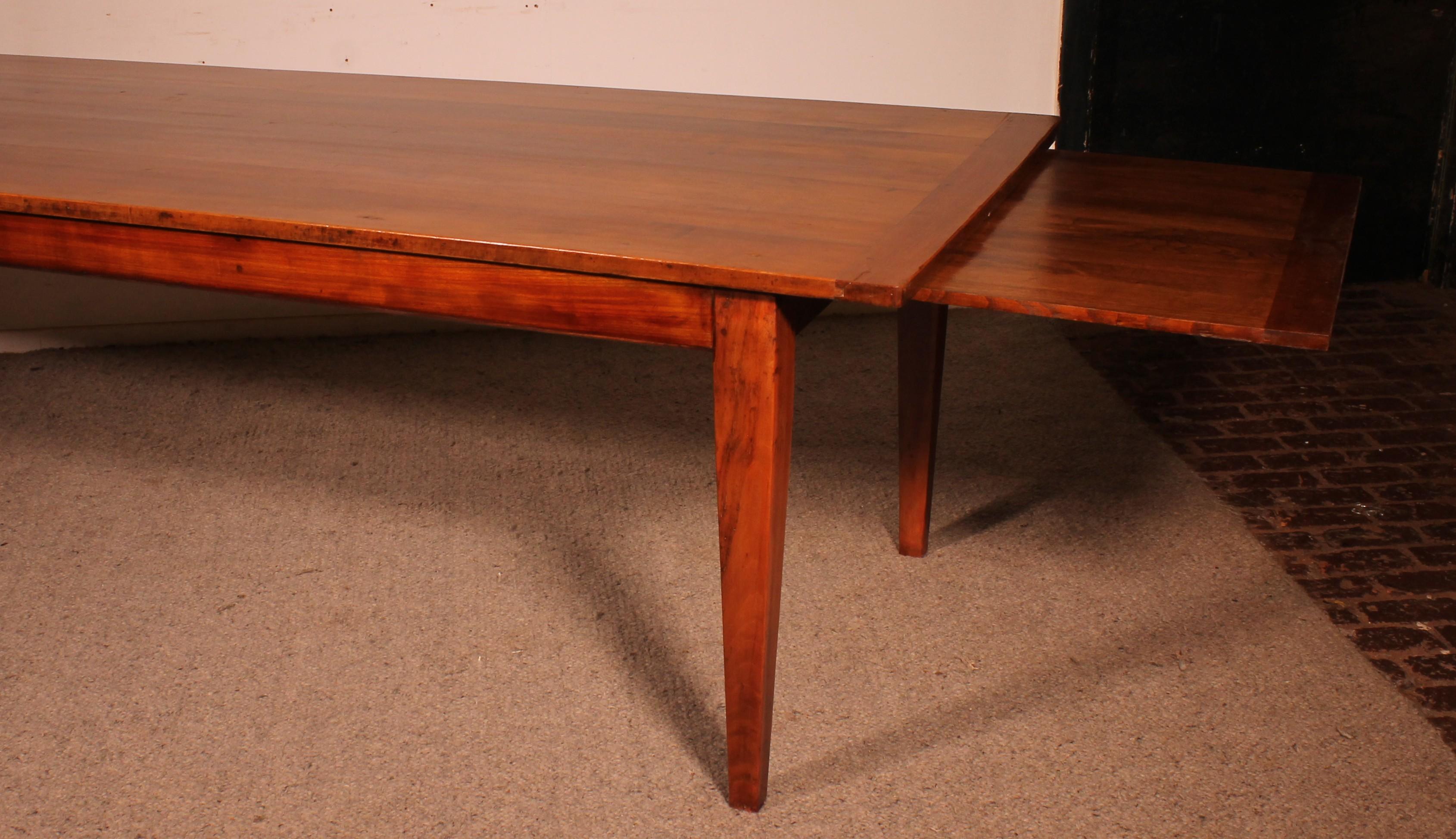 Francese 19th Century Cherry Wood Refectory Table 3m00 X 1m00 in vendita