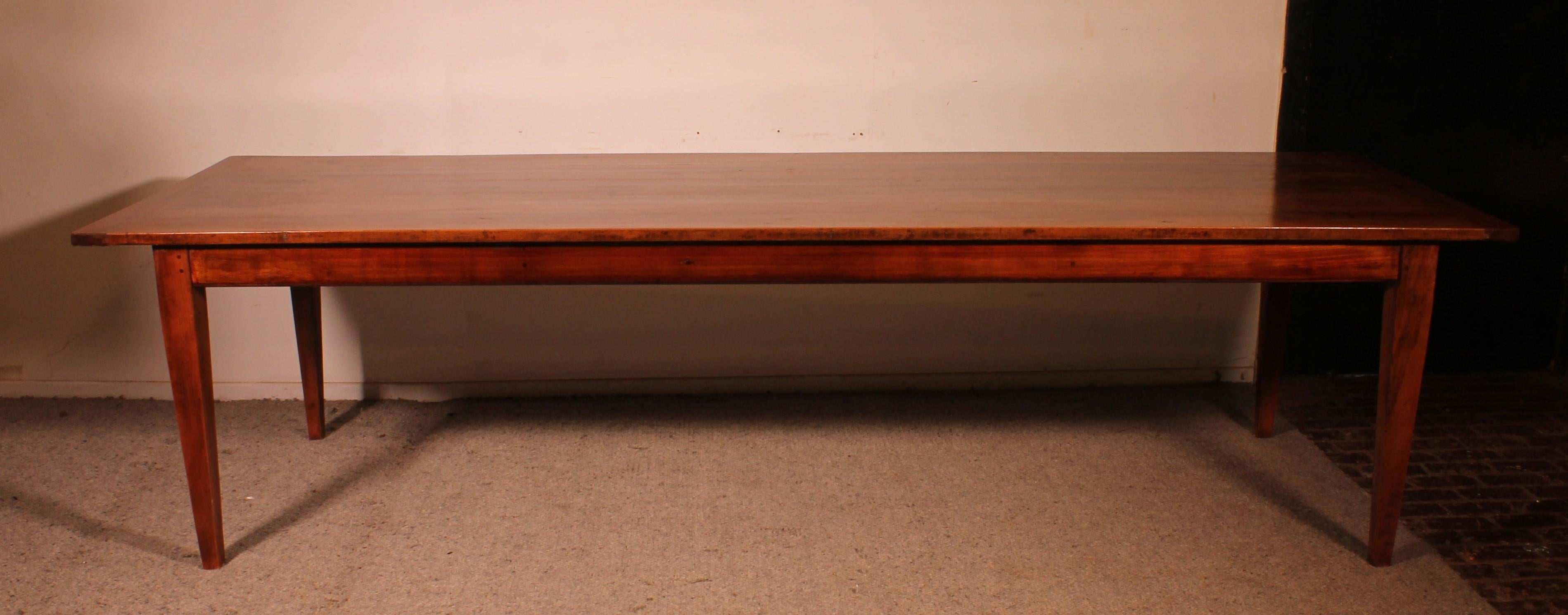 19th Century Cherry Wood Refectory Table 3m00 X 1m00 In condizioni buone in vendita a Brussels, Brussels