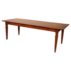 19th Century Cherry Wood Refectory Table With Louis XVI Caneled Legs