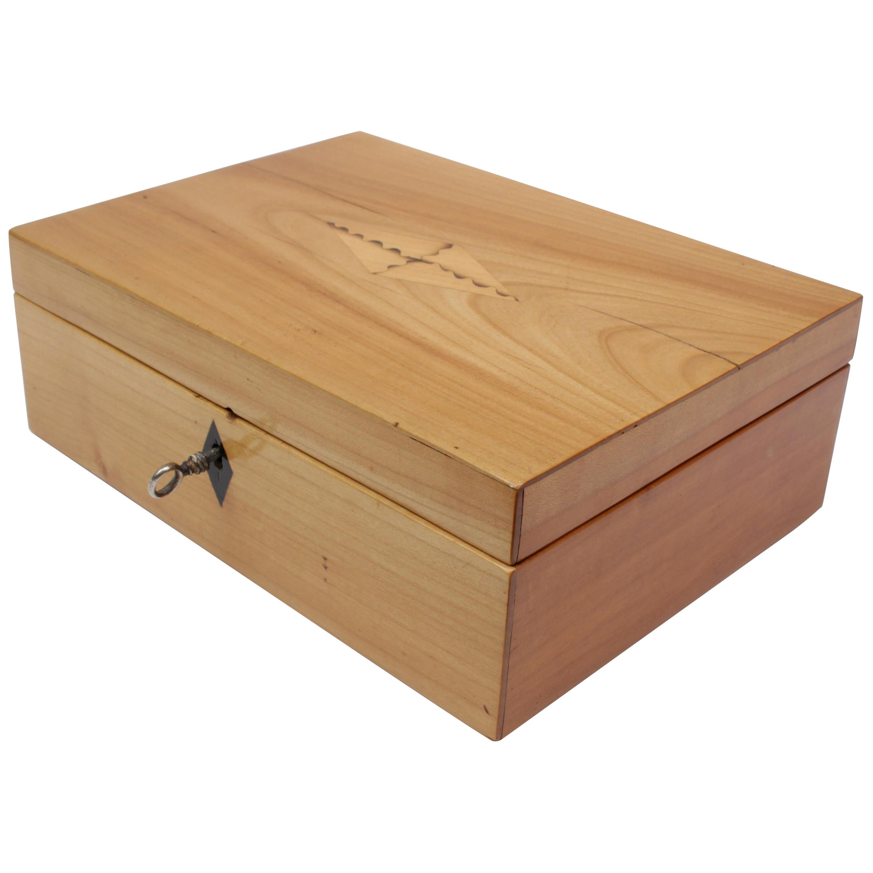 19th Century Cherrywood Biedermeier Casket For Sale