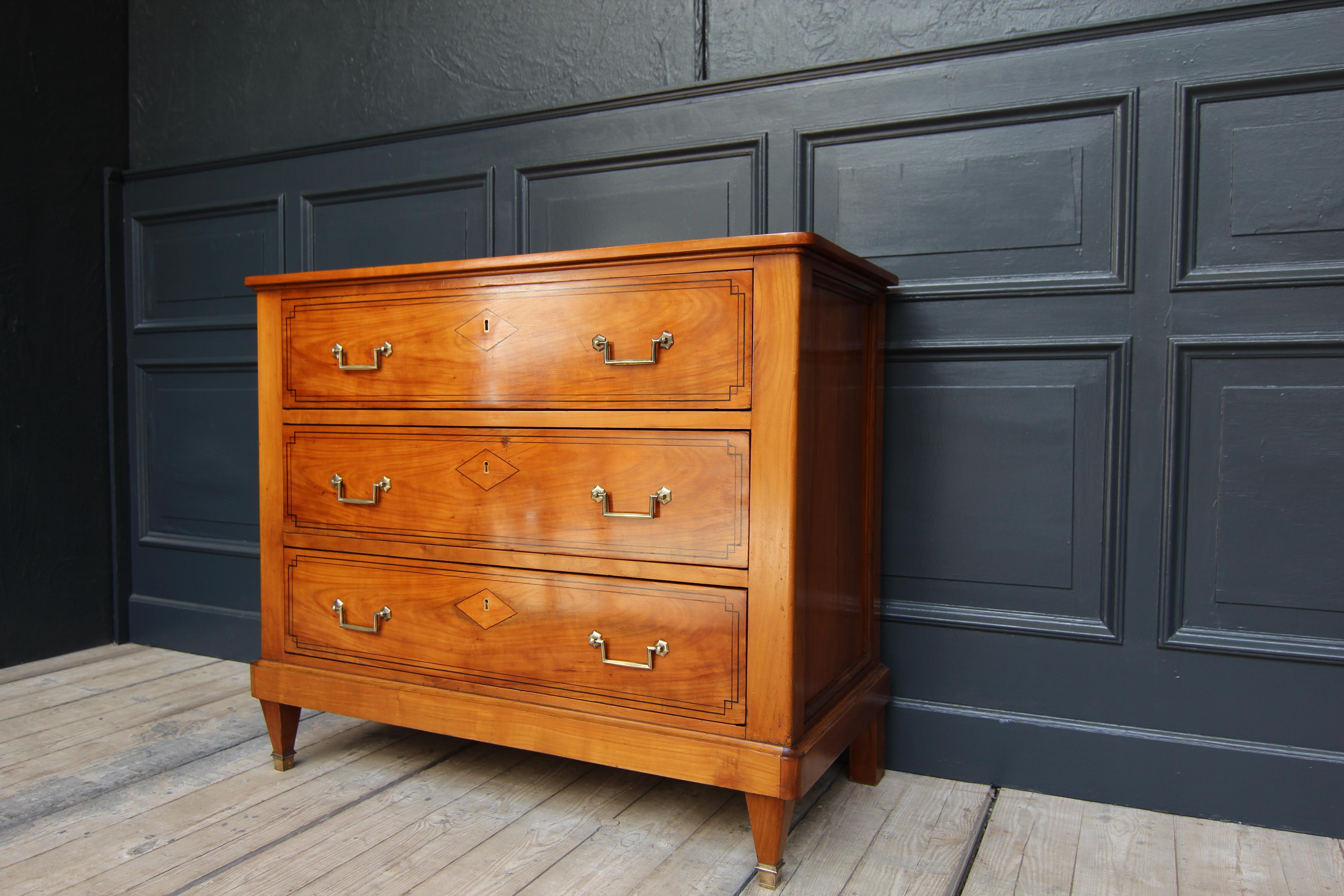 Inlay 19th Century Cherrywood Directoire Chest of Drawers For Sale