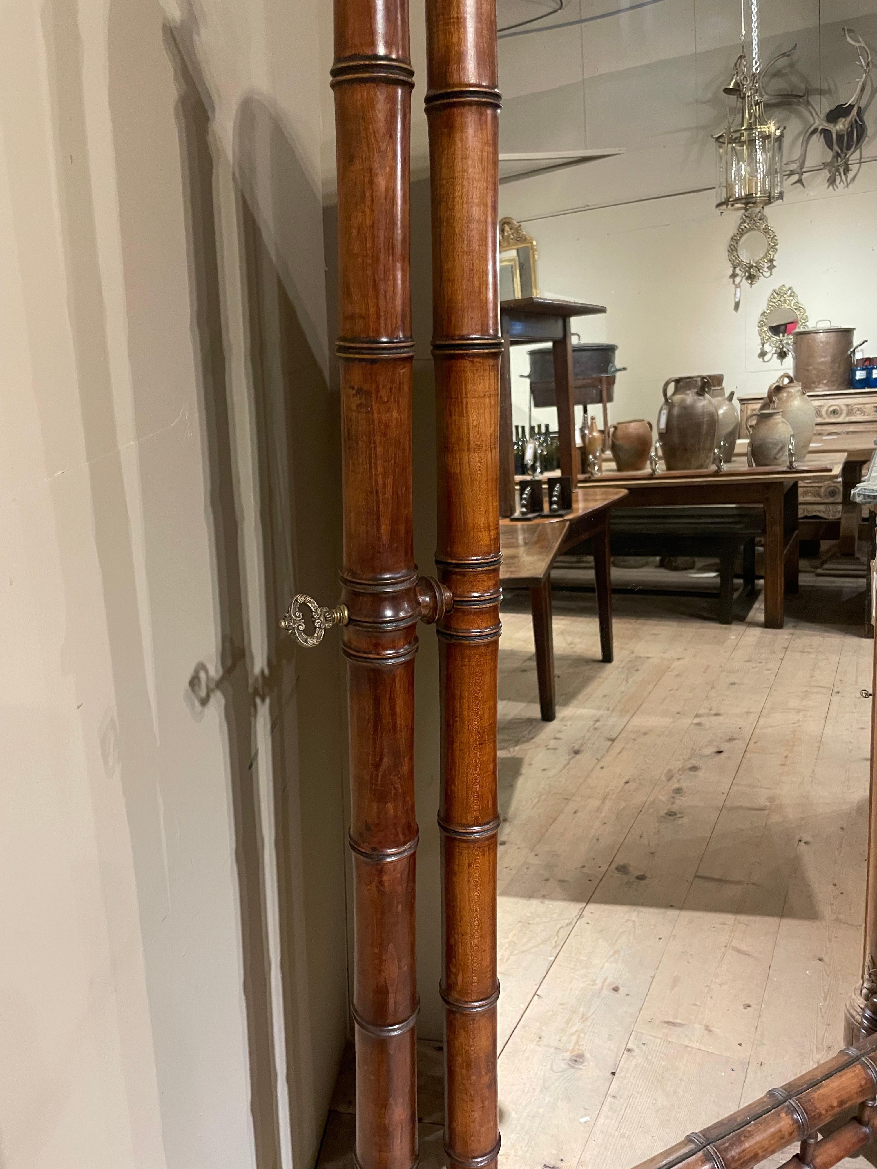Cherry 19th century cherrywood Faux Bamboo cheval mirror