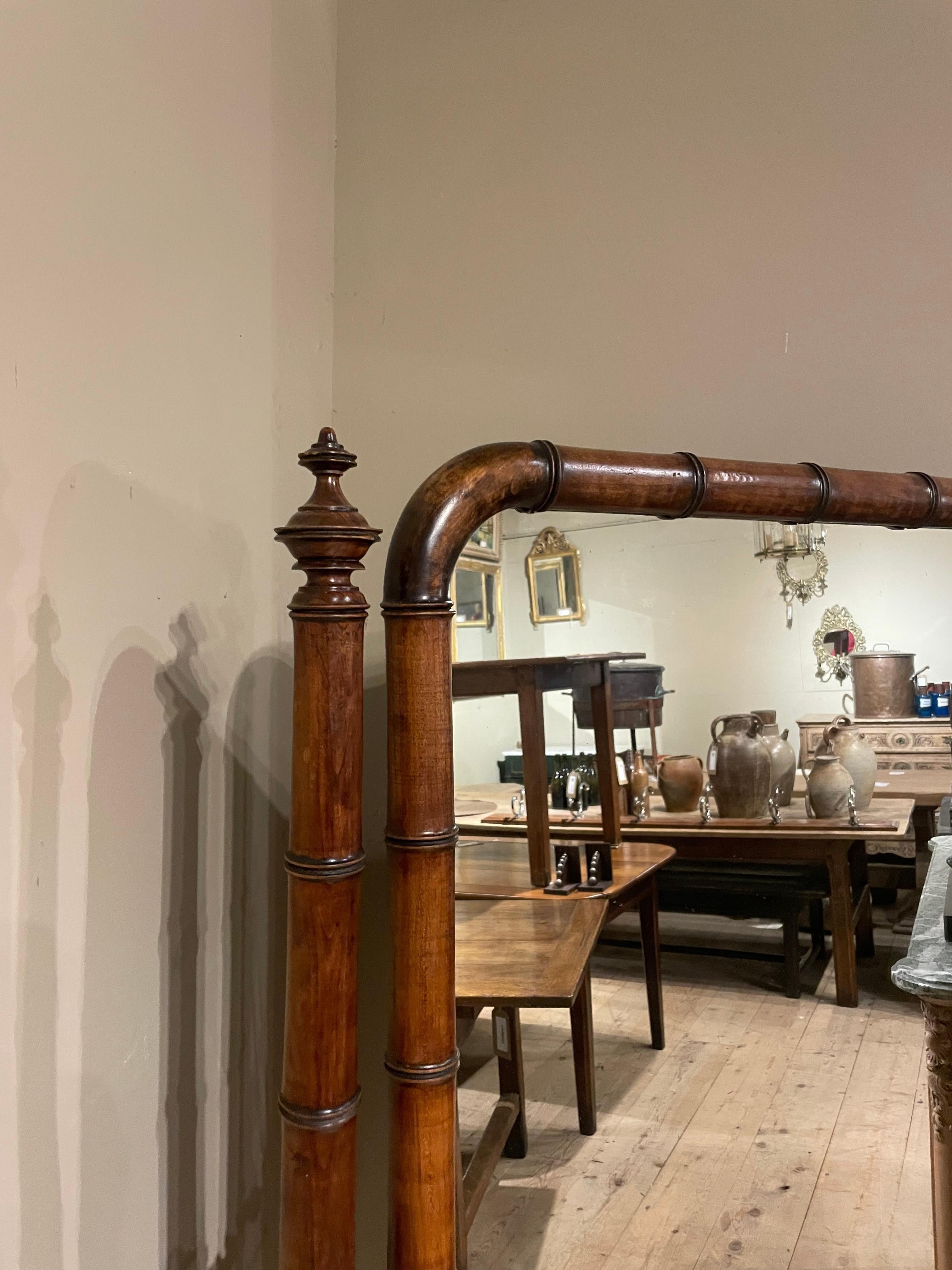 19th century cherrywood Faux Bamboo cheval mirror 1