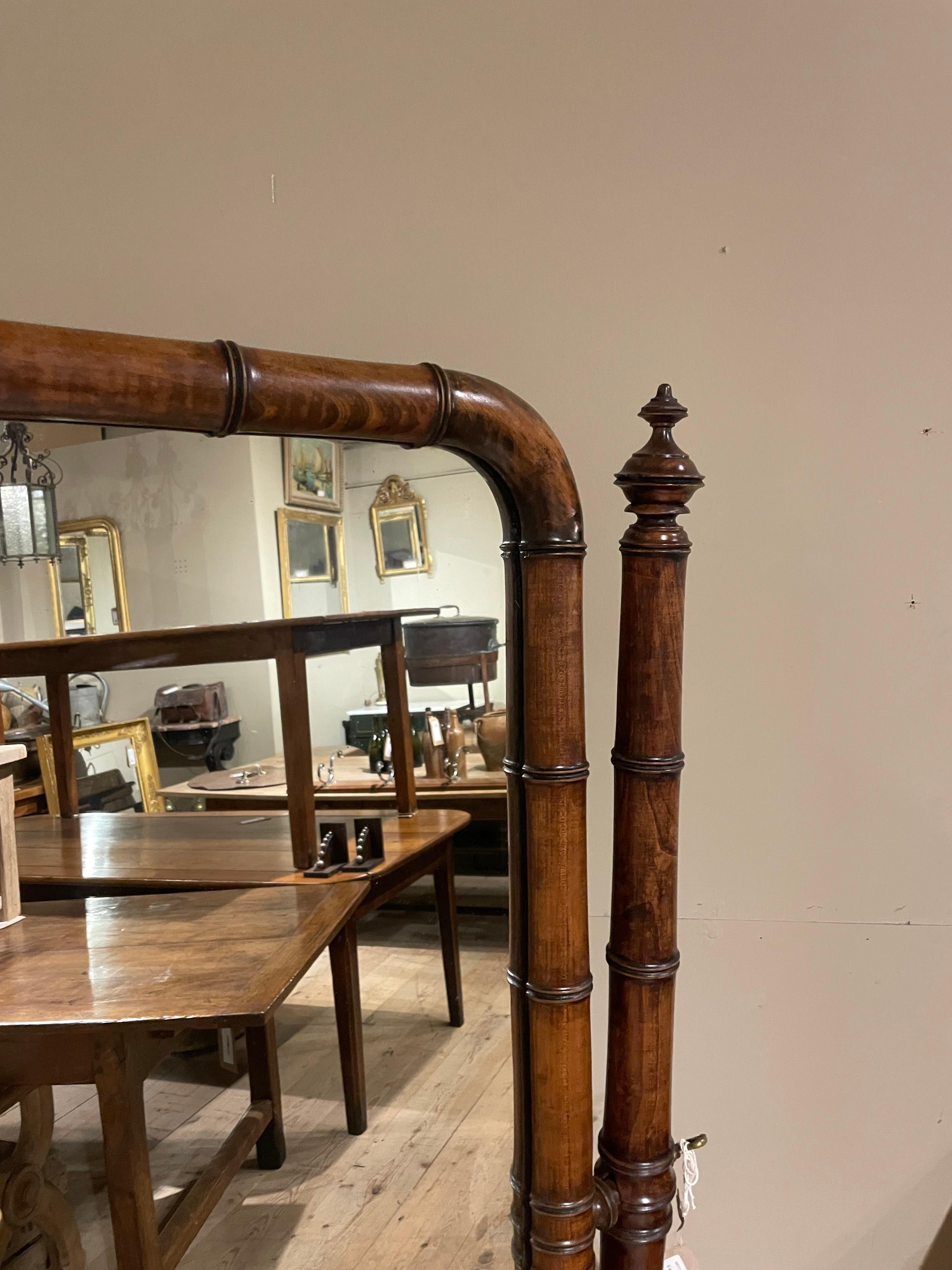 19th century cherrywood Faux Bamboo cheval mirror 2