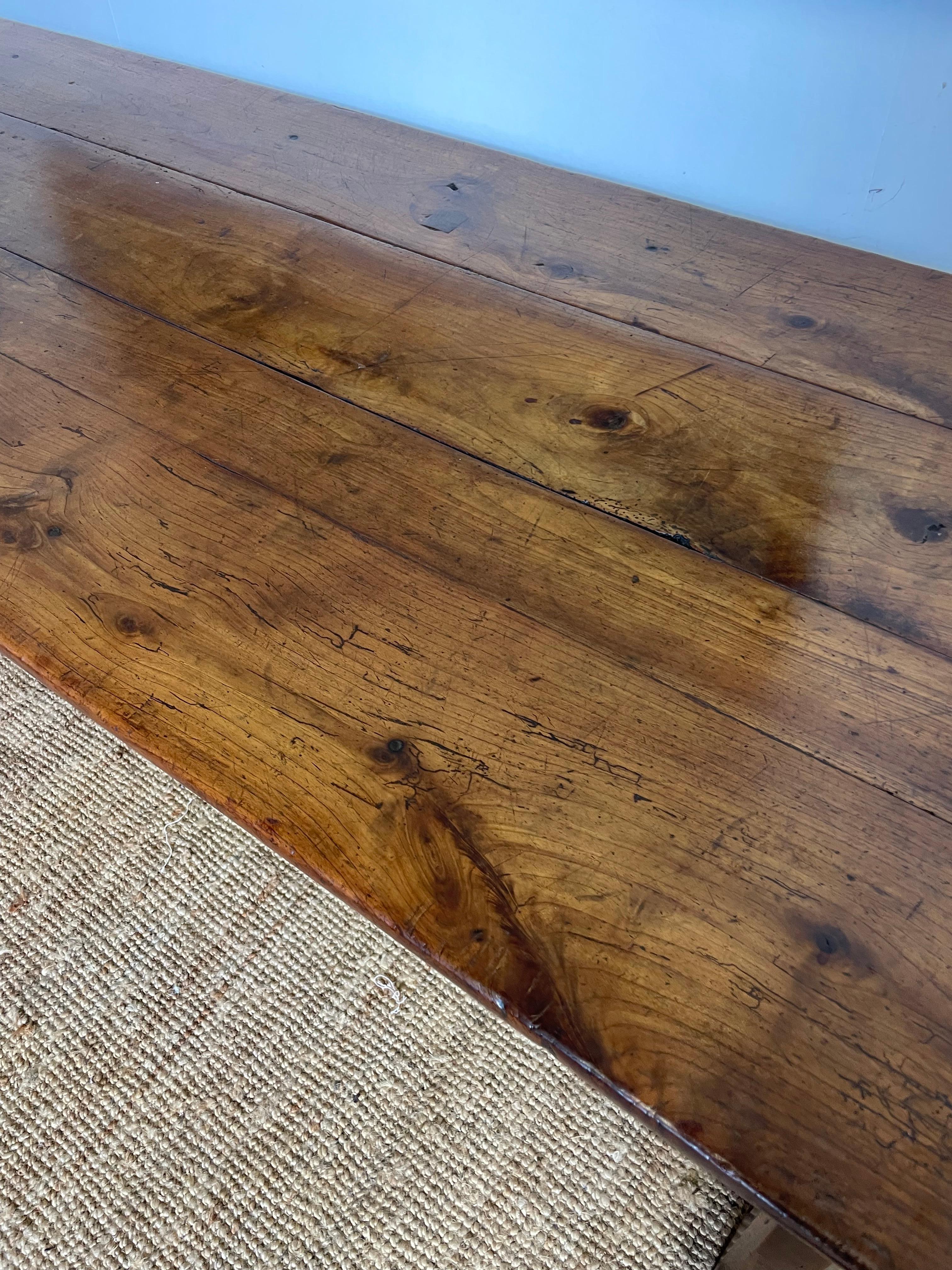 19th Century 19th century Cherrywood French farmhouse table 2.5 meters For Sale