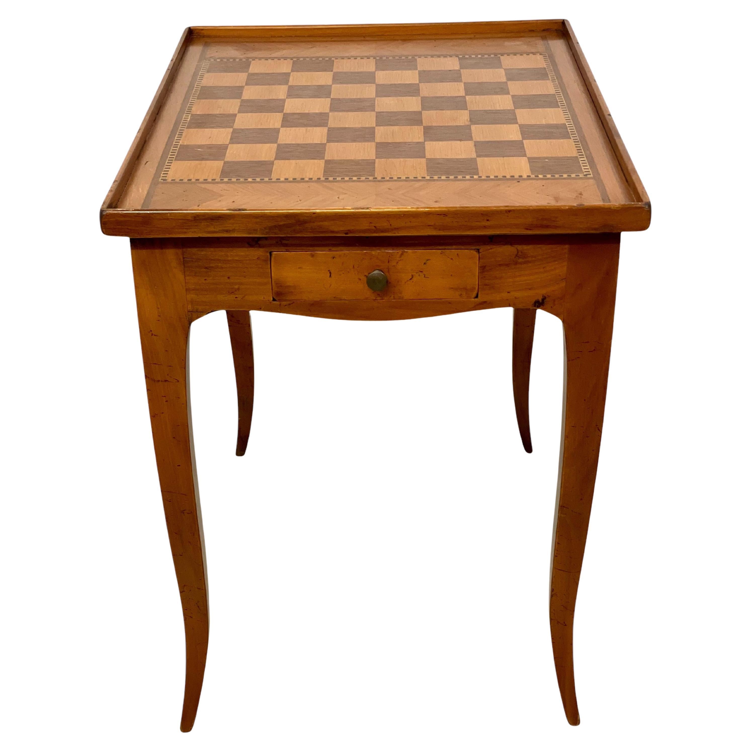 19th Century Petite Cherrywood Chessboard Table