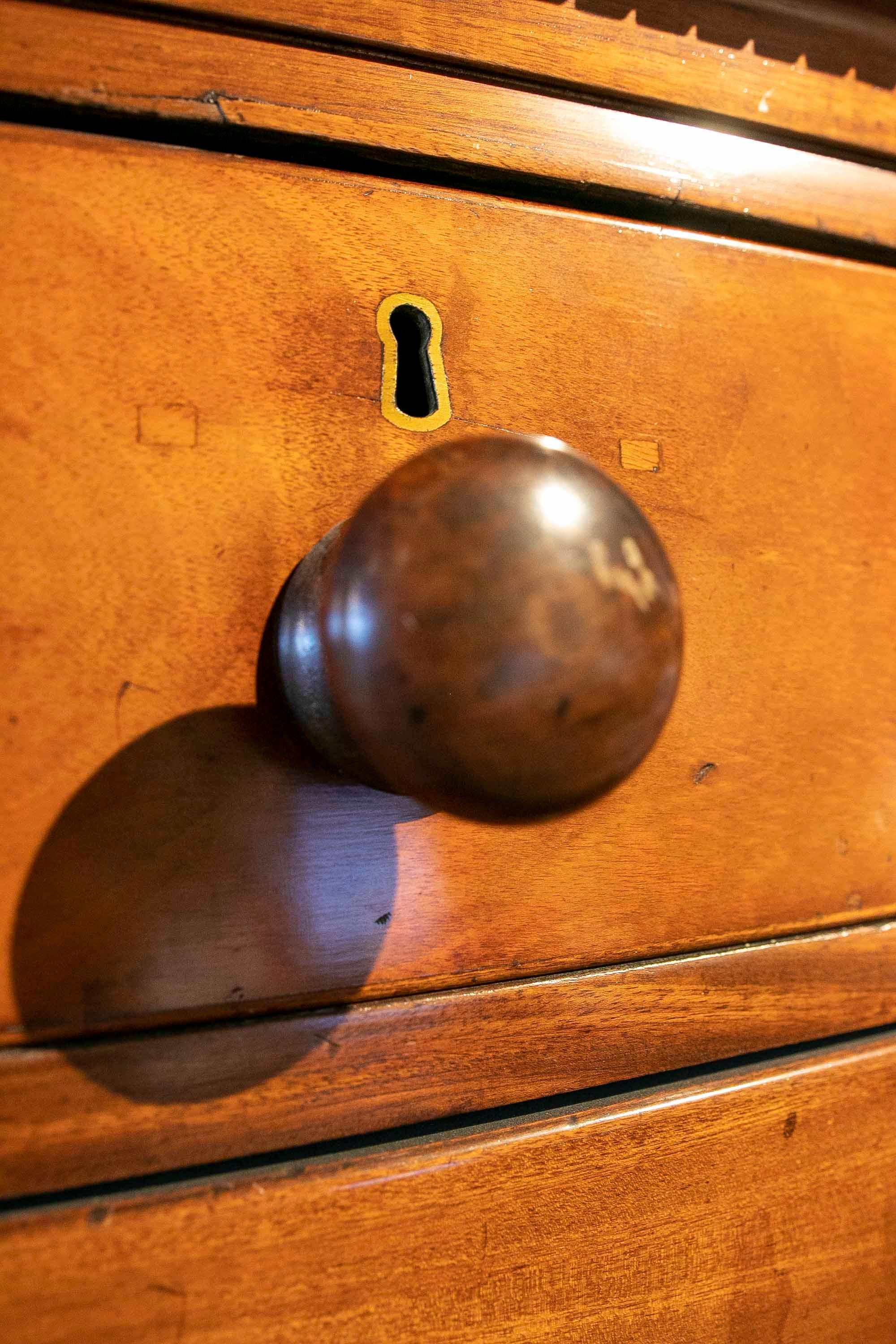 19th Century Chest of Drawers - English Mahogany Two-body Desk For Sale 14