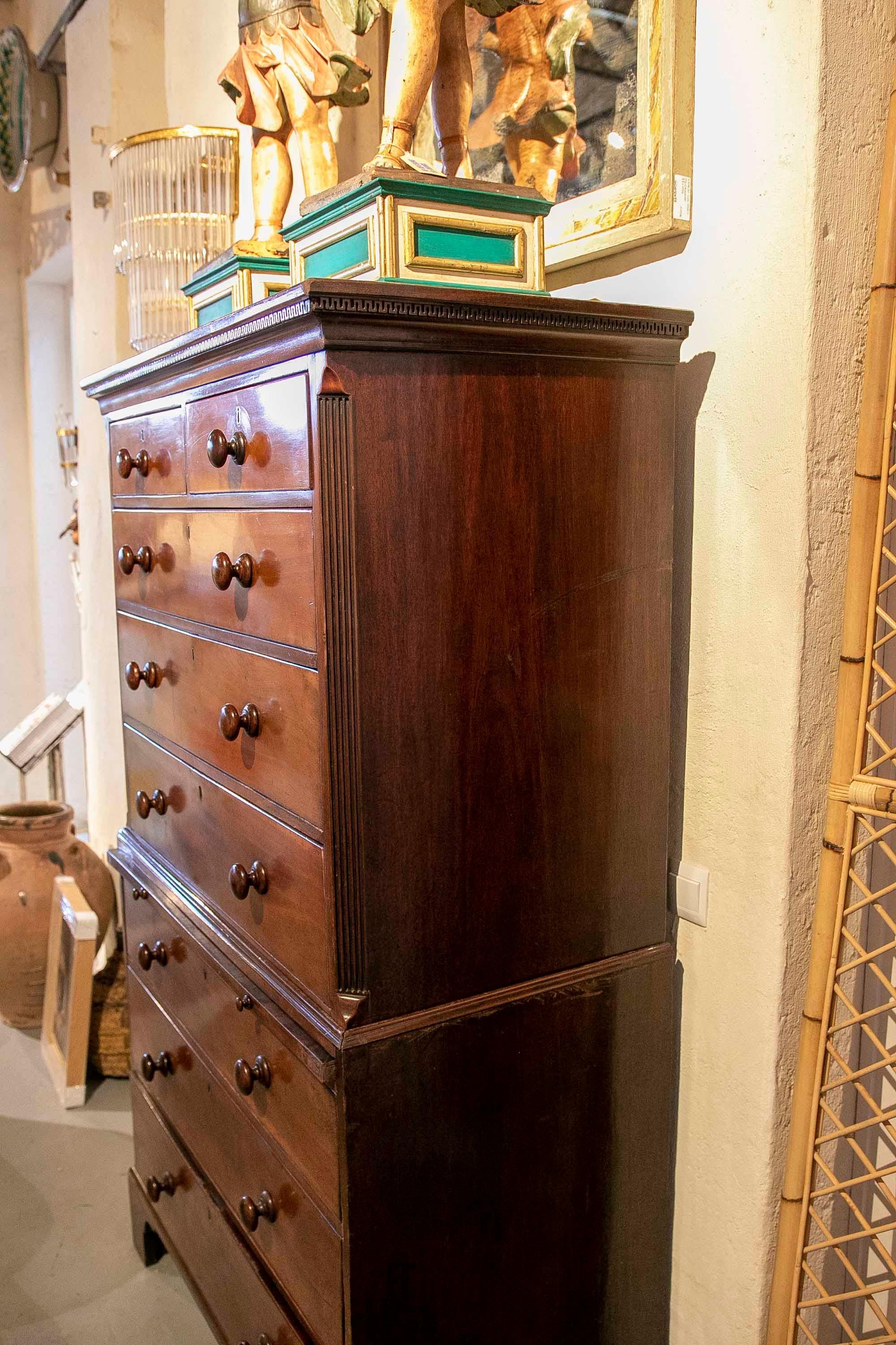 19th Century Chest of Drawers - English Mahogany Two-body Desk For Sale 1
