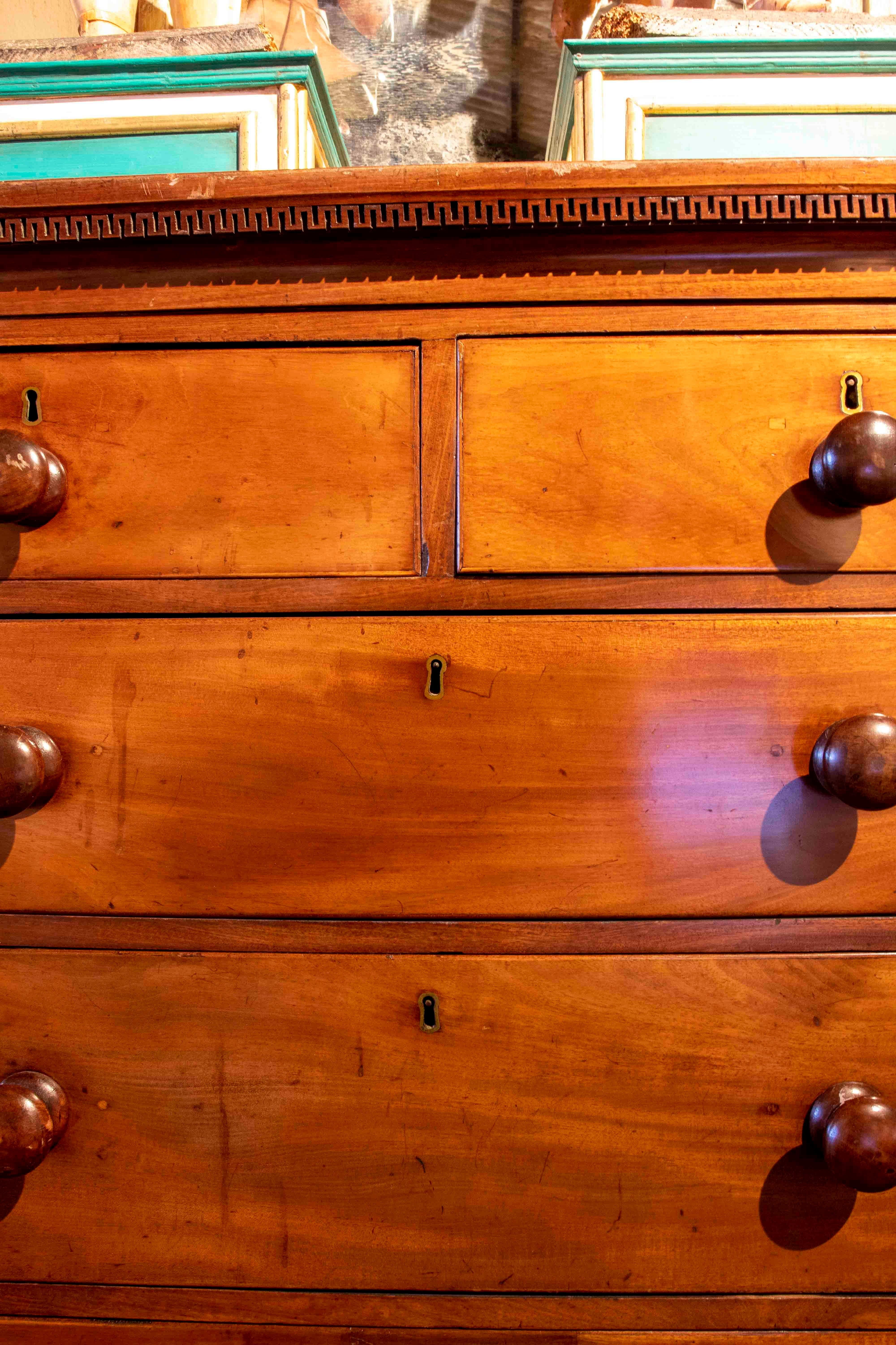 19th Century Chest of Drawers - English Mahogany Two-body Desk For Sale 3