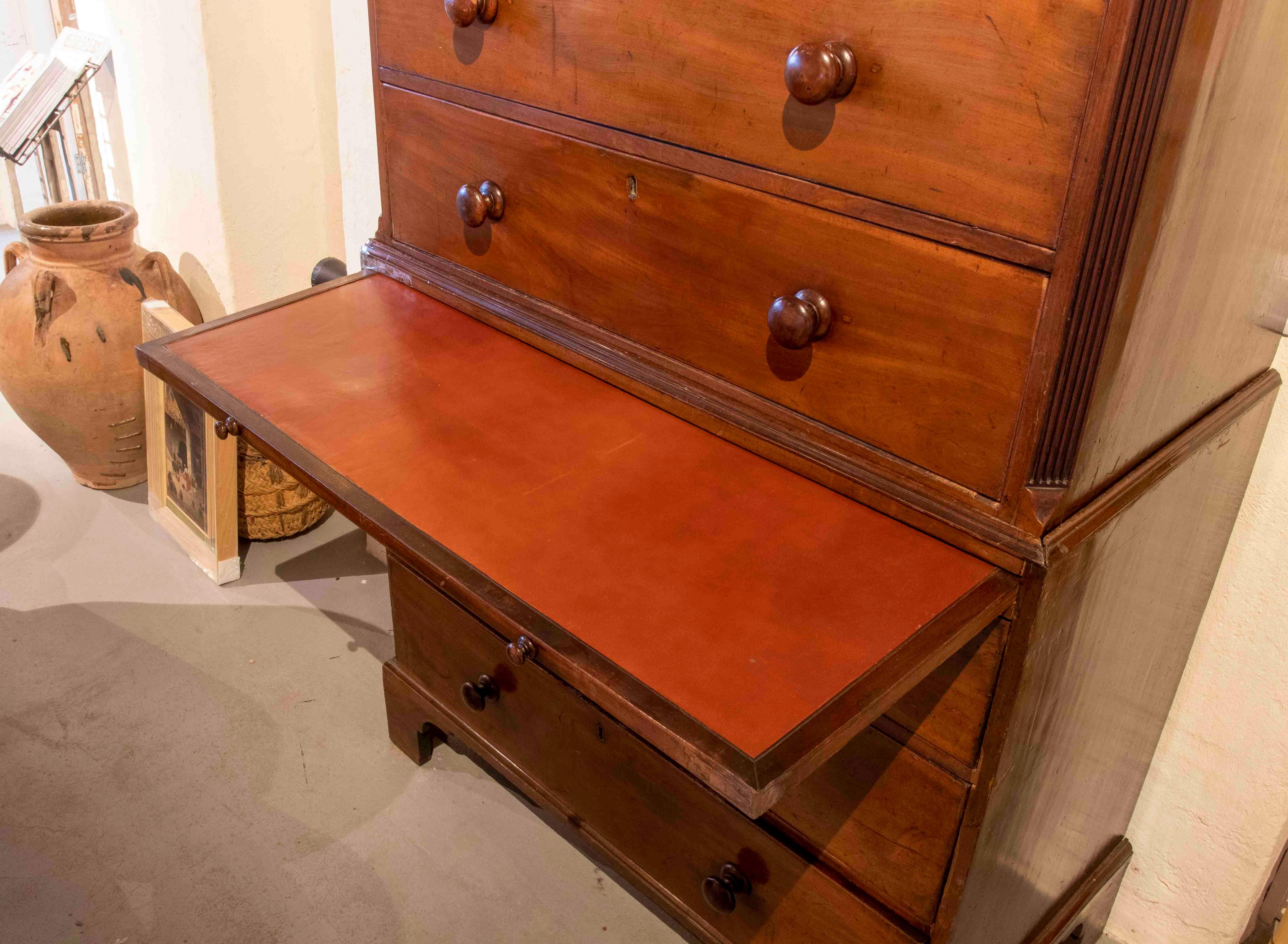 19th Century Chest of Drawers - English Mahogany Two-body Desk For Sale 4