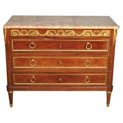  A Louis XVI Style Dresser with a Pink Italian Marble,walnut, marble, bronze