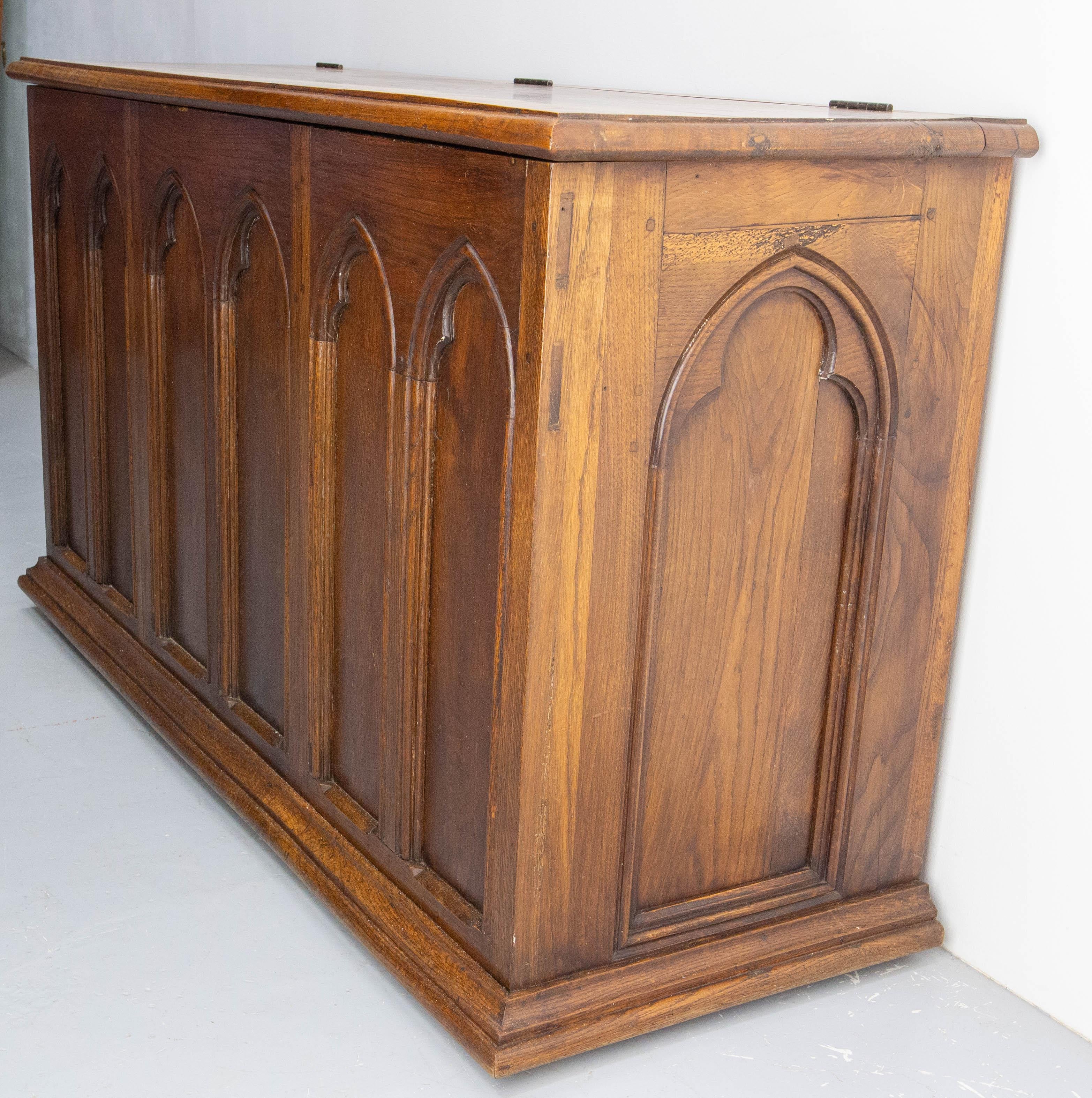 19th Century Chest or Coffer Carved Oak, French Gothic Revival Style For Sale 3