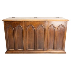 Vintage 19th Century Chest or Coffer Carved Oak, French Gothic Revival Style