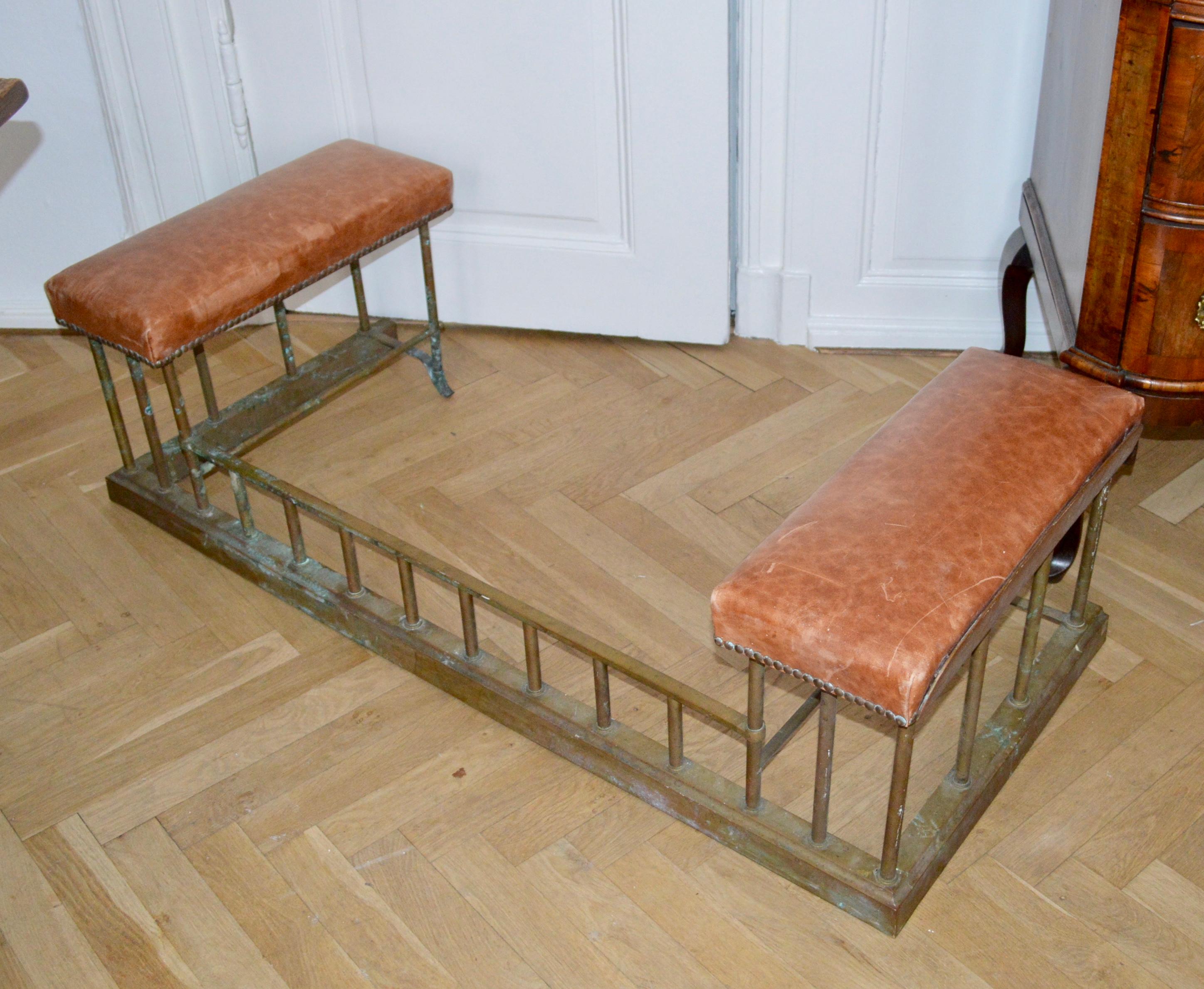 Late 19th Century Chesterfield Brass Fire Fender Bench 5