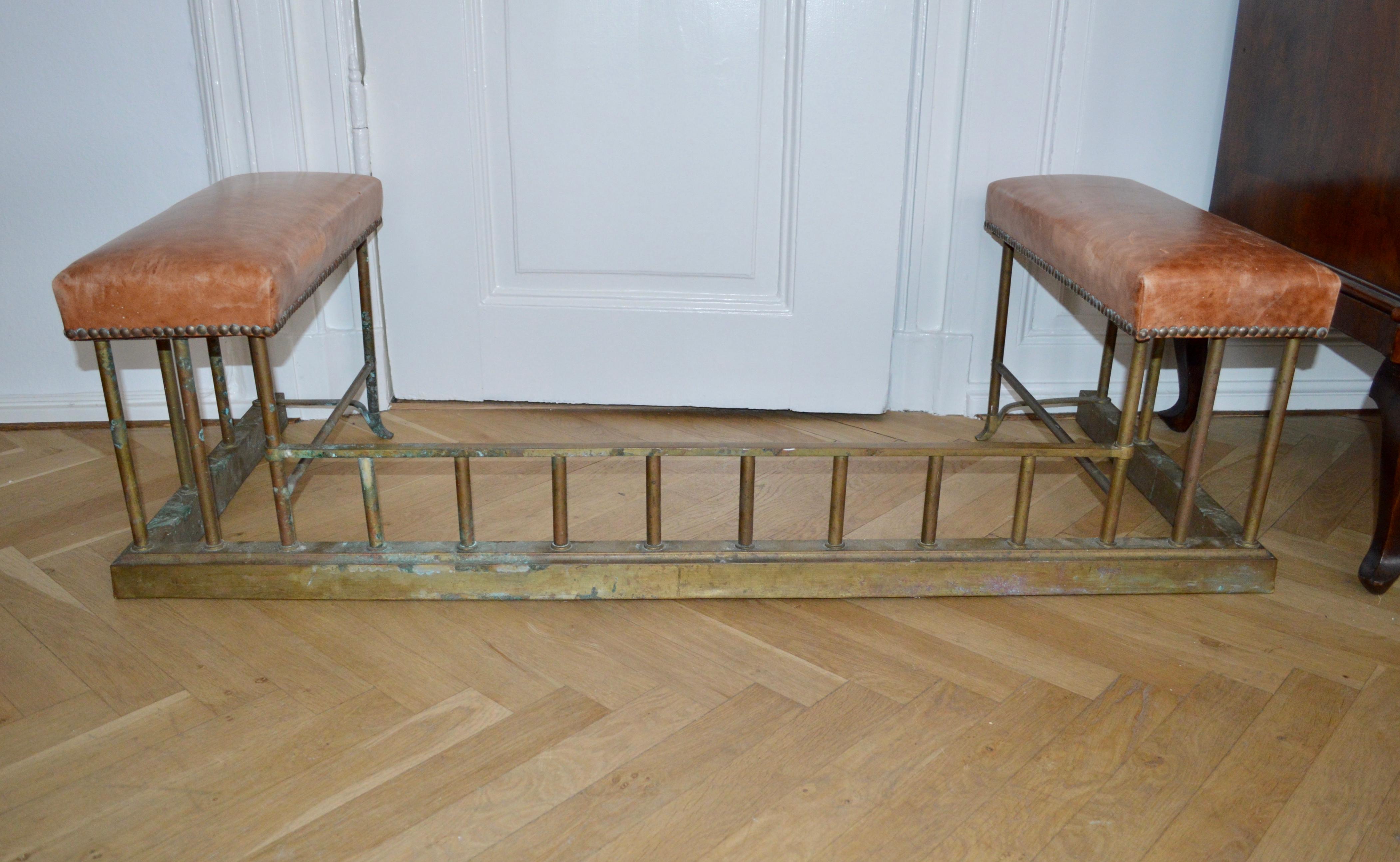 Late 19th Century Chesterfield Brass Fire Fender Bench 4