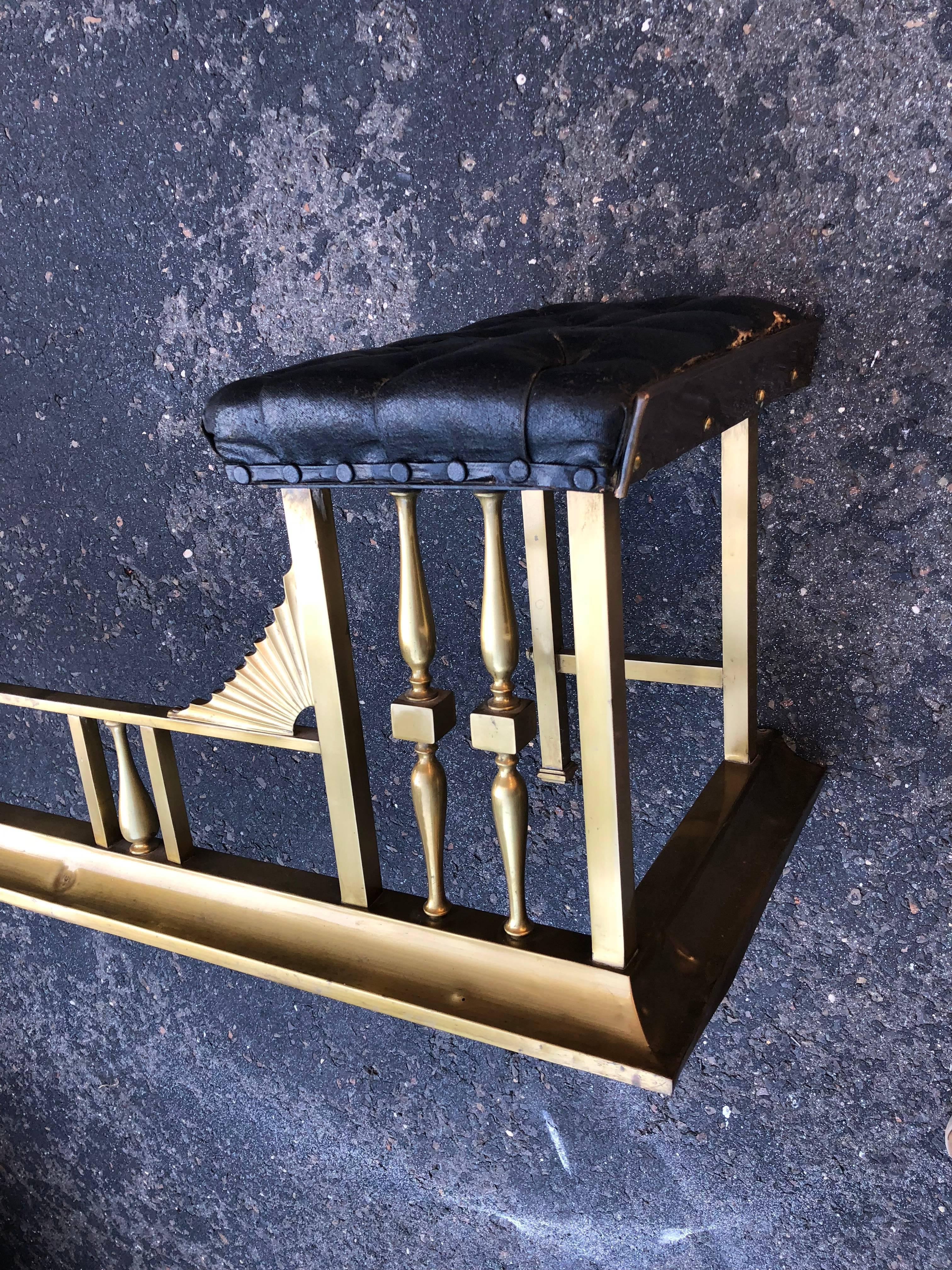 19th Century Chesterfield Brass Fire Fender 12