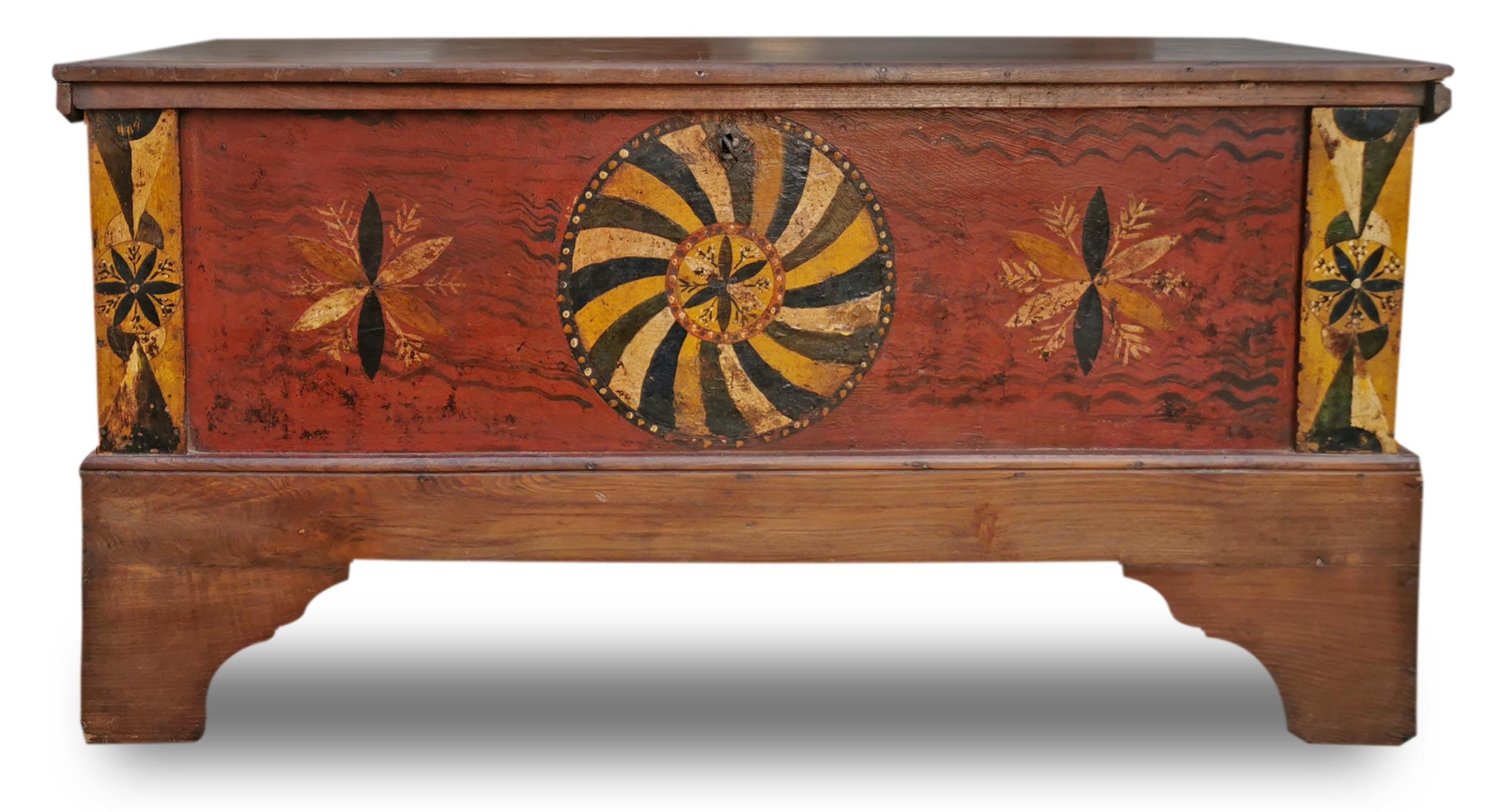 19th Century Chestnut Painted Blanket Chest In Good Condition In Albignasego, IT