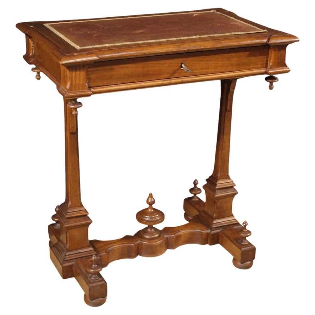 19th Century Chestnut Wood Italian Writing Table, 1880 For Sale