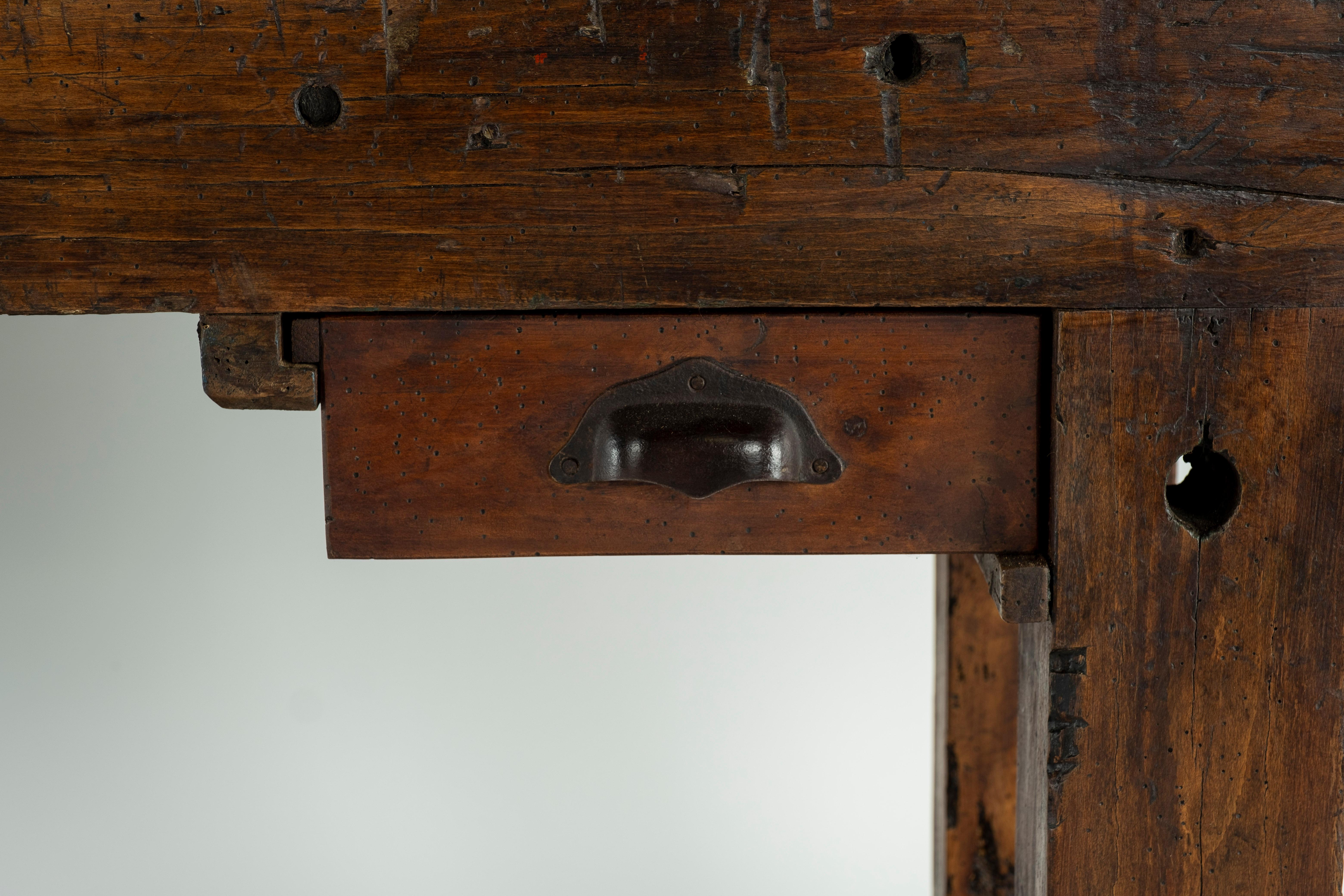19th Century Chestnut Workbench Console In Good Condition In Houston, TX