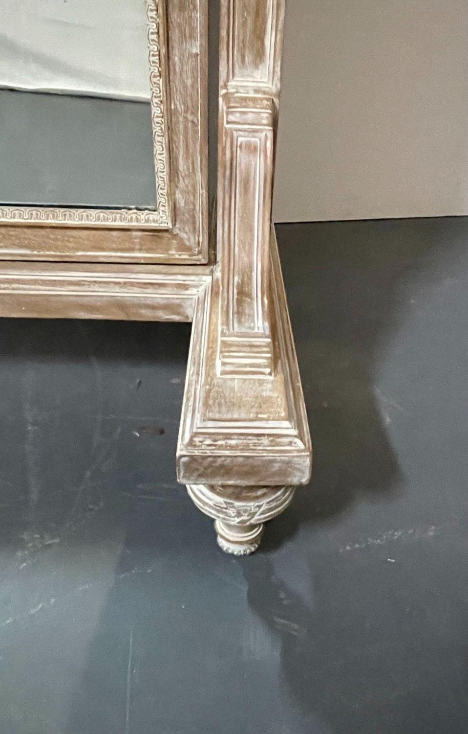 19th Century Cheval, Floor Mirror, Louis XVI, Whitewashed, Standing Mirror 2