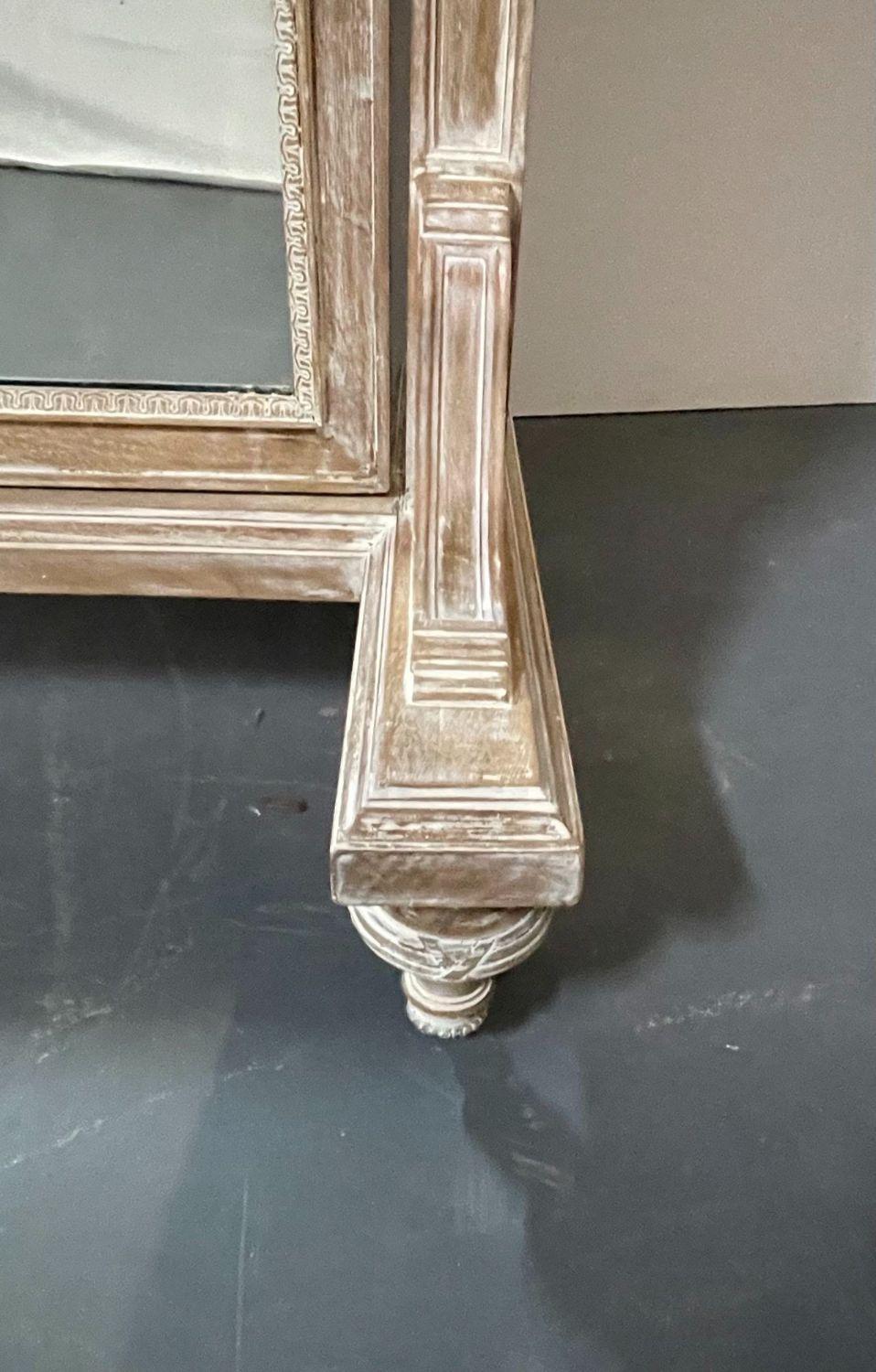 19th Century Cheval, Floor Mirror, Louis XVI, Whitewashed, Standing Mirror For Sale 2