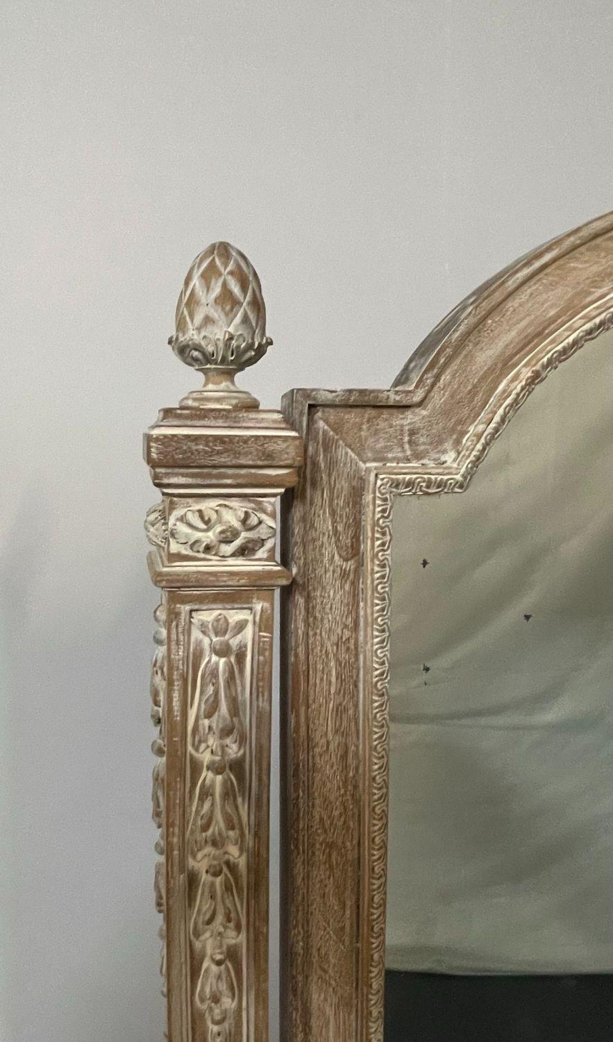 19th Century Cheval, Floor Mirror, Louis XVI, Whitewashed, Standing Mirror For Sale 4