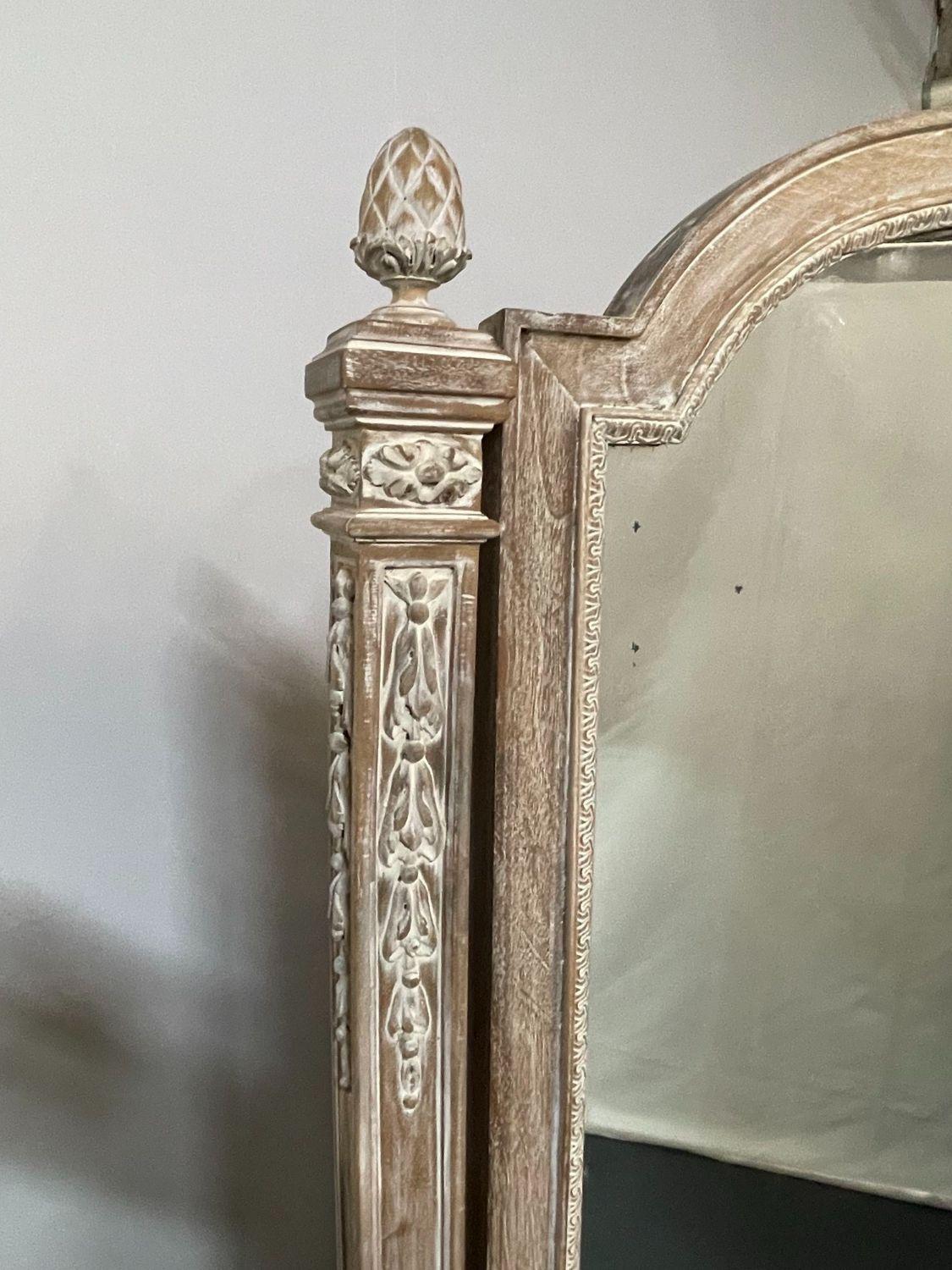 19th Century Cheval, Floor Mirror, Louis XVI, Whitewashed, Standing Mirror For Sale 5